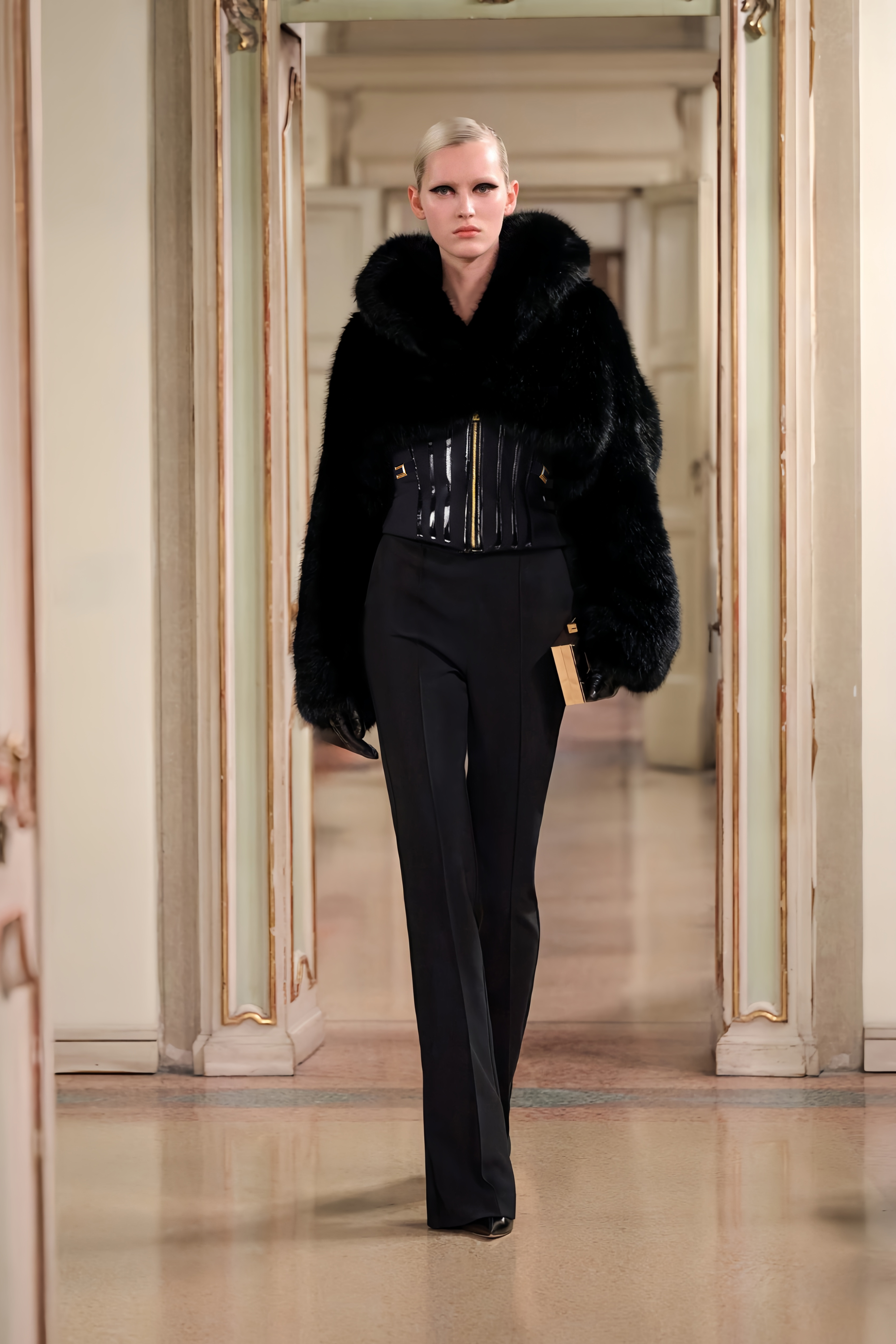 Black Fur-effect Jacket