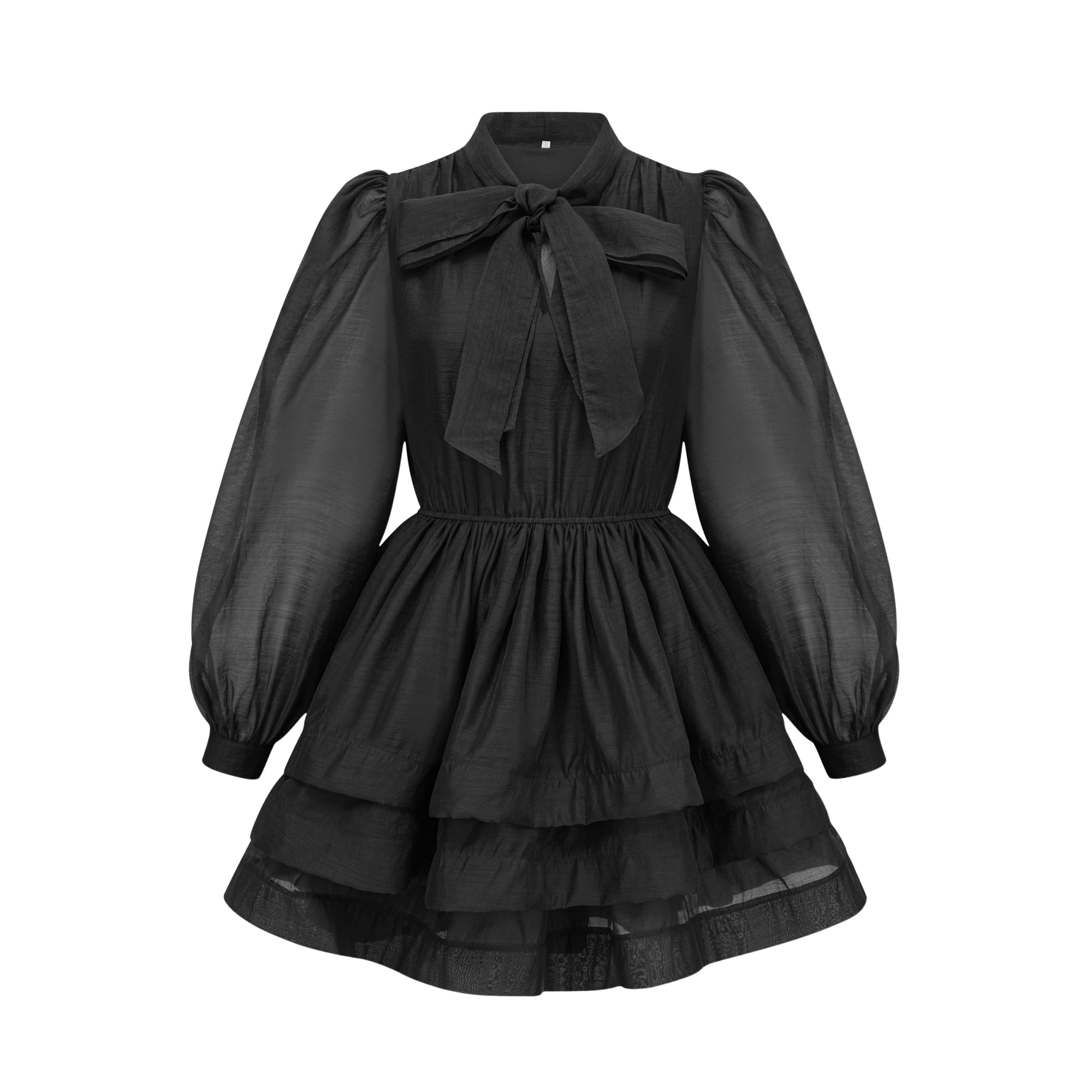 Élodie tiered flared mini dress in Black (Final Sale-US Only)