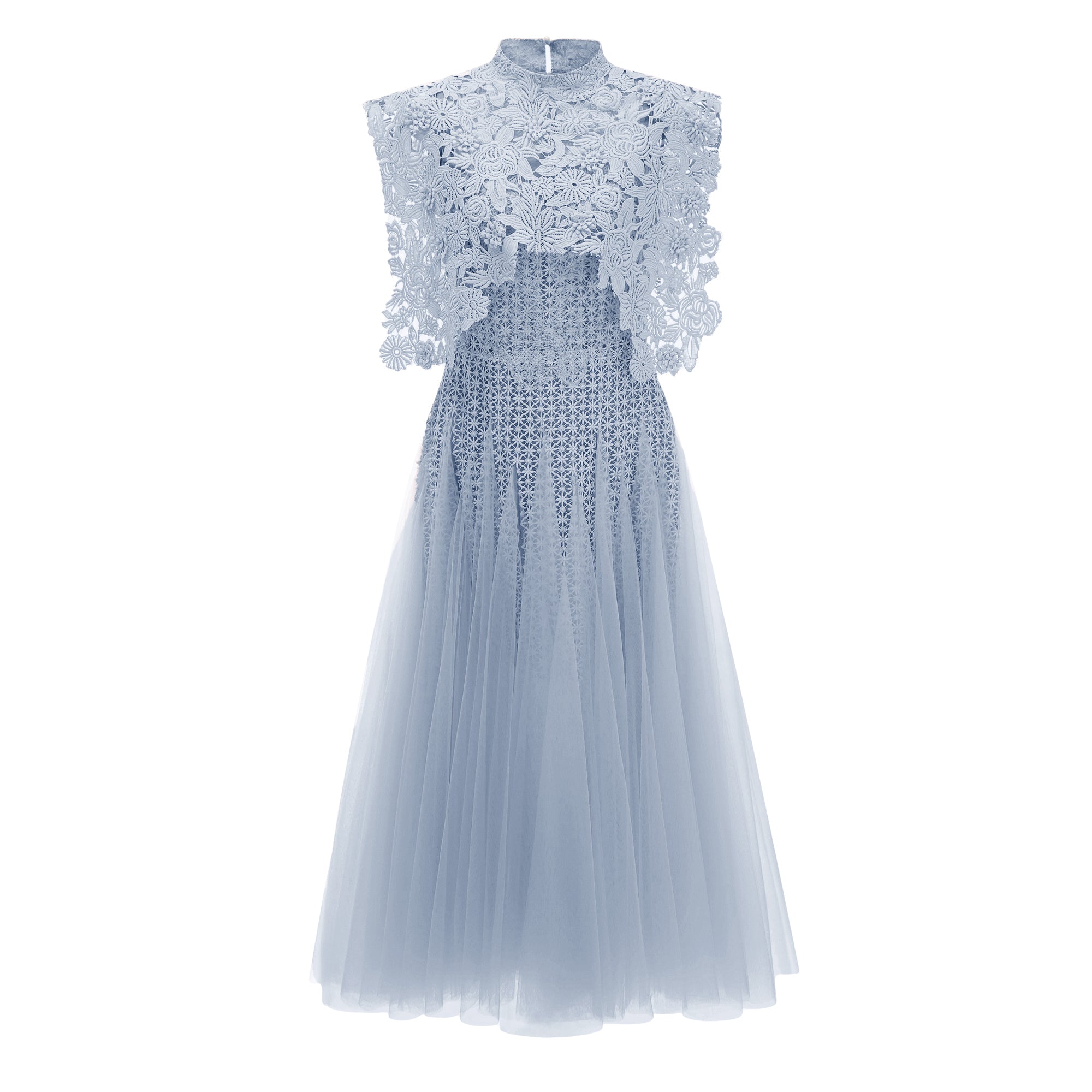 Margaret Blue Floral Crochet Midi Dress (Final Sale-US Only)