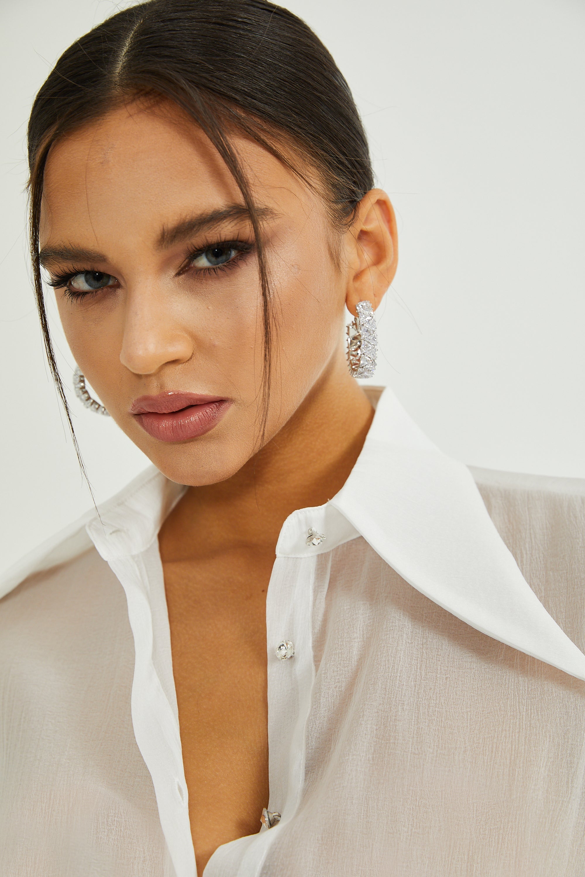 Renée white ruffled mini shirt dress (Final Sale-US Only)