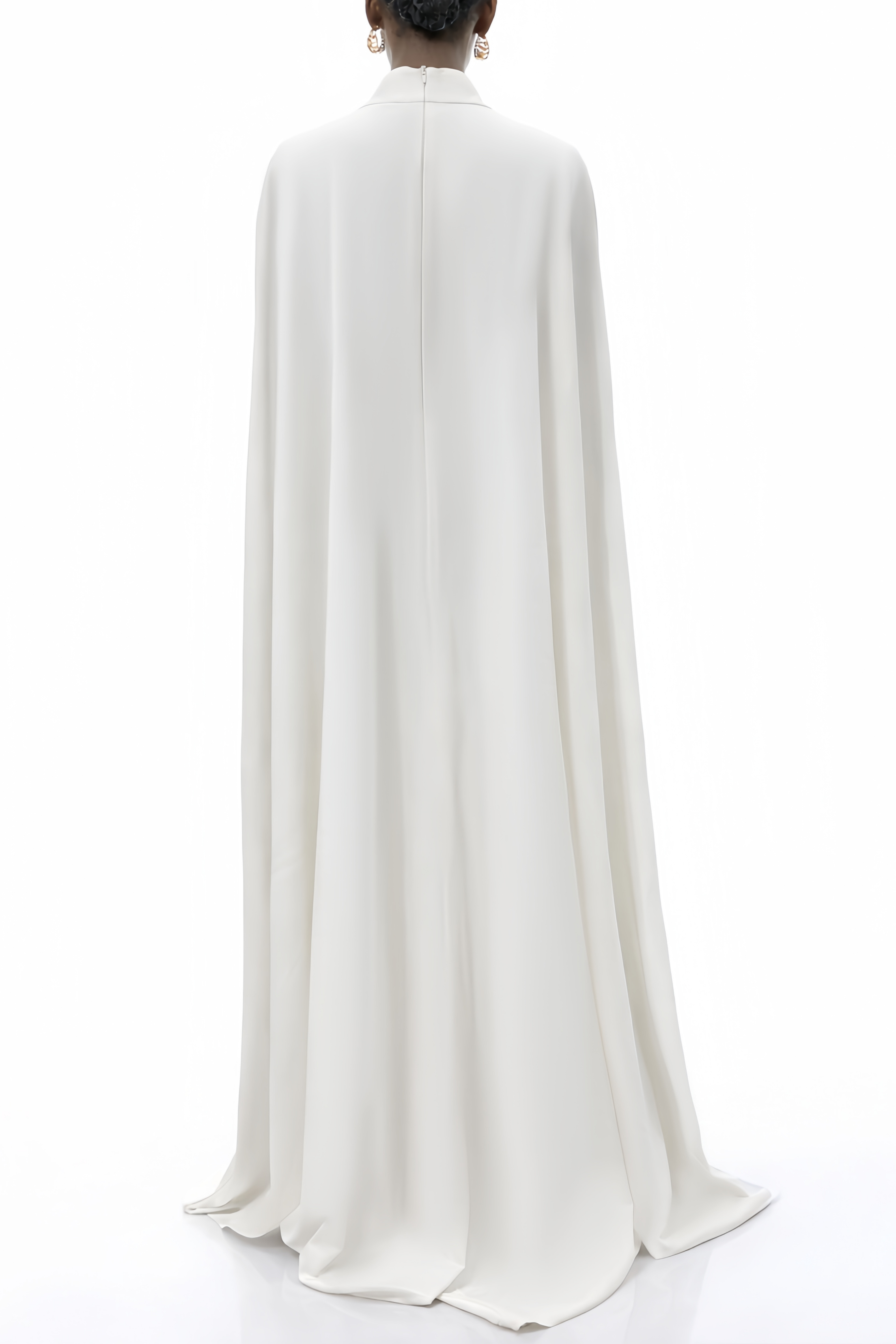 White Maxi Dress with Asymmetrical Cape