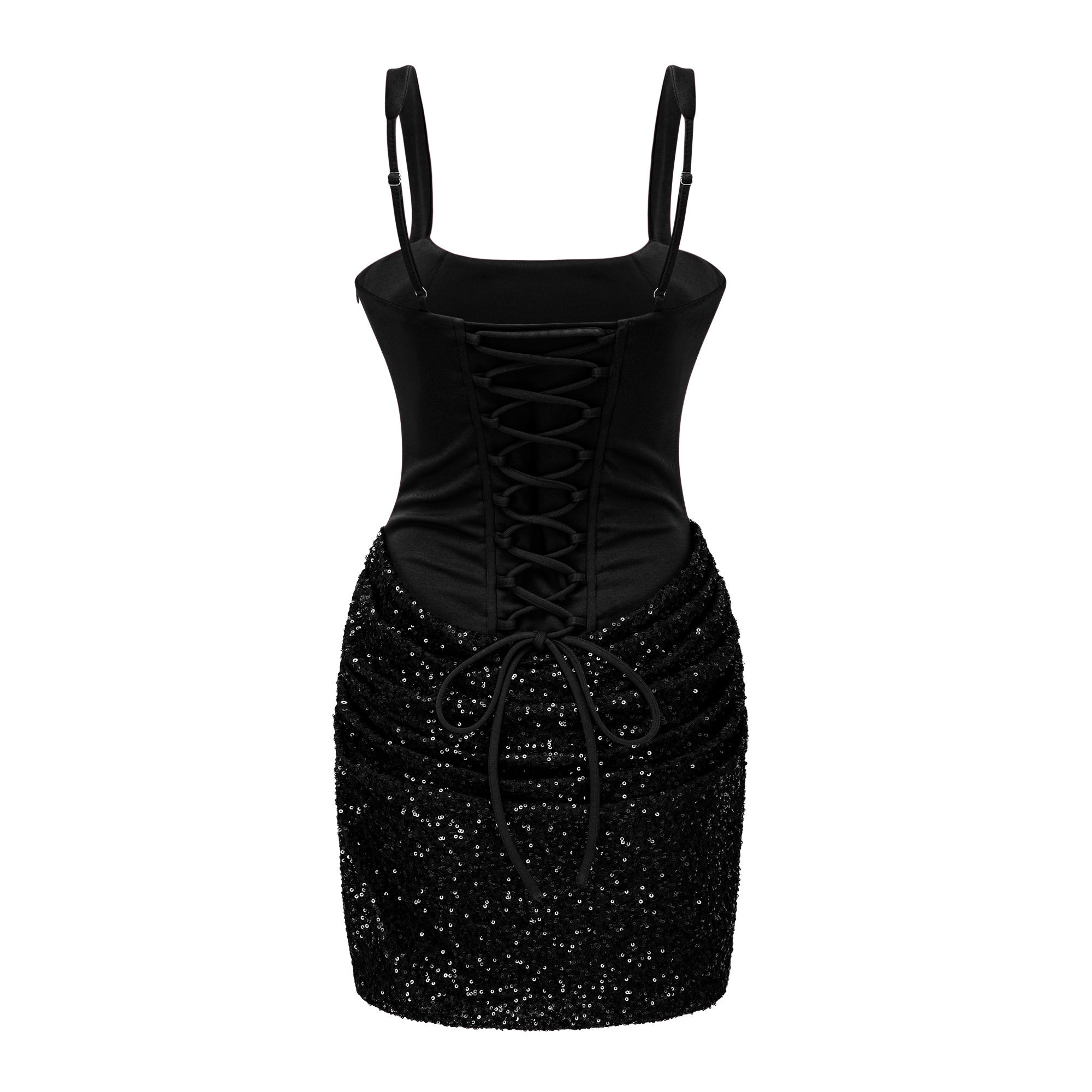 Paulette Black Embellished Ruched Bodycon Mini Dress (Final Sale-US Only)