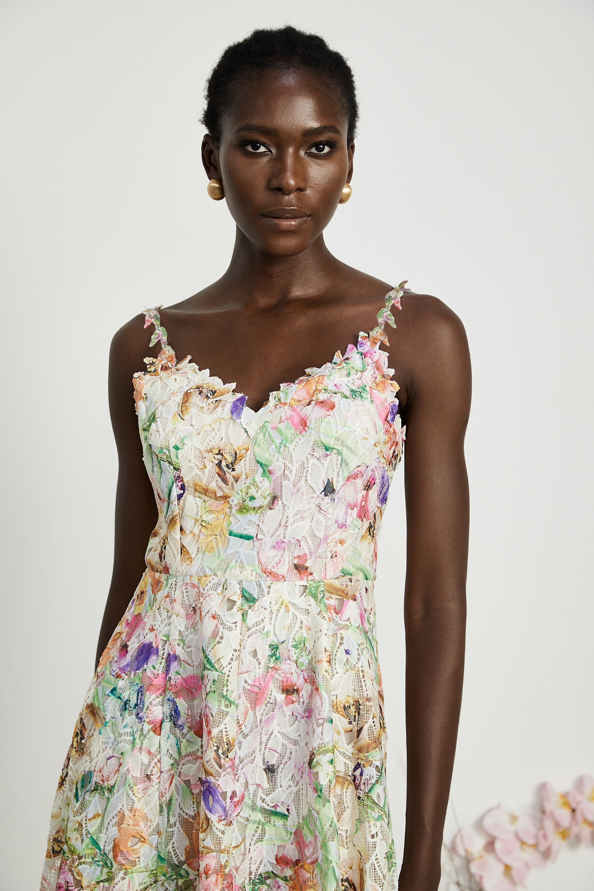 Enora Lace Floral Embroidered Midi Dress (Final Sale-US Only)