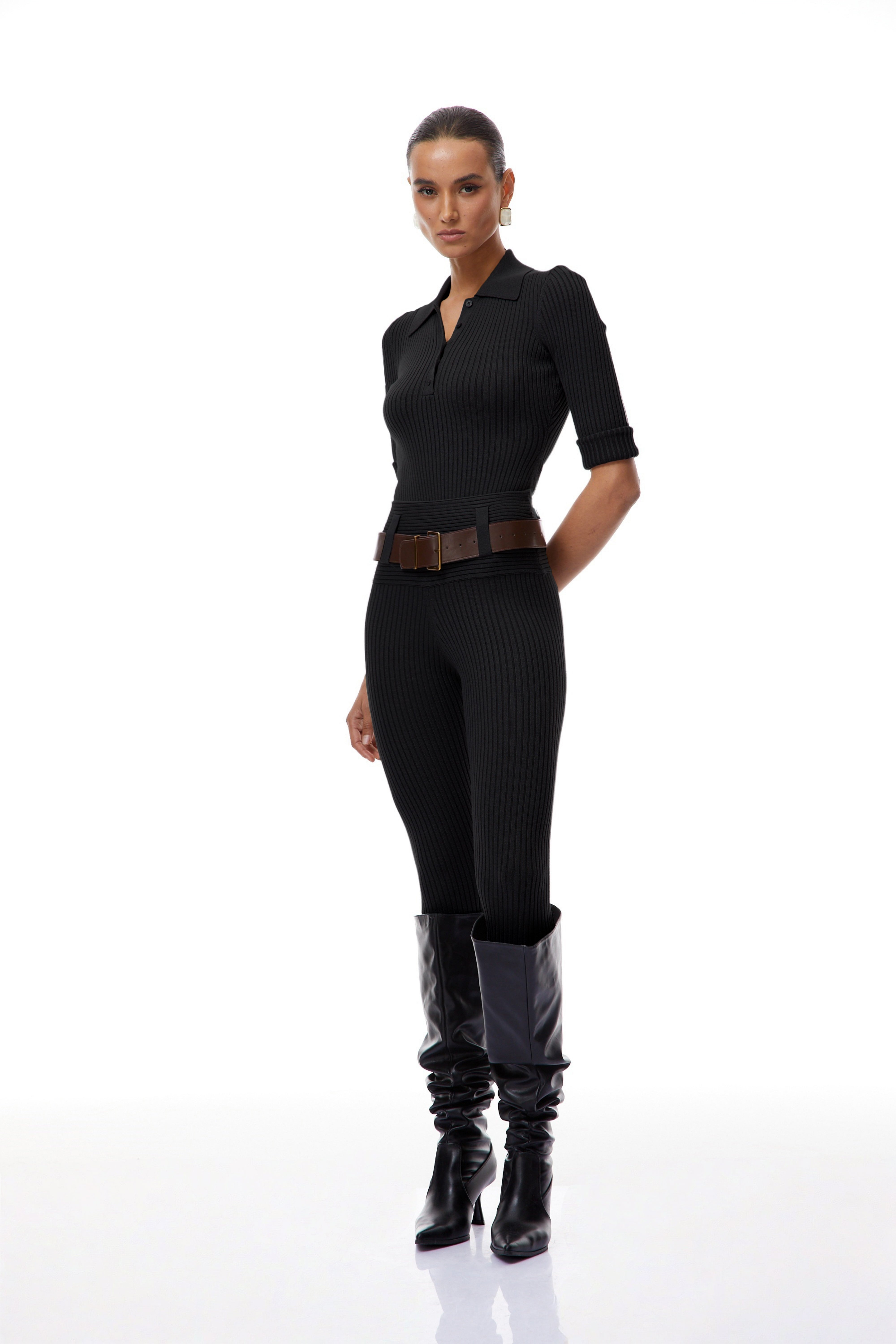 Knitted Polo Bodysuit & Trousers