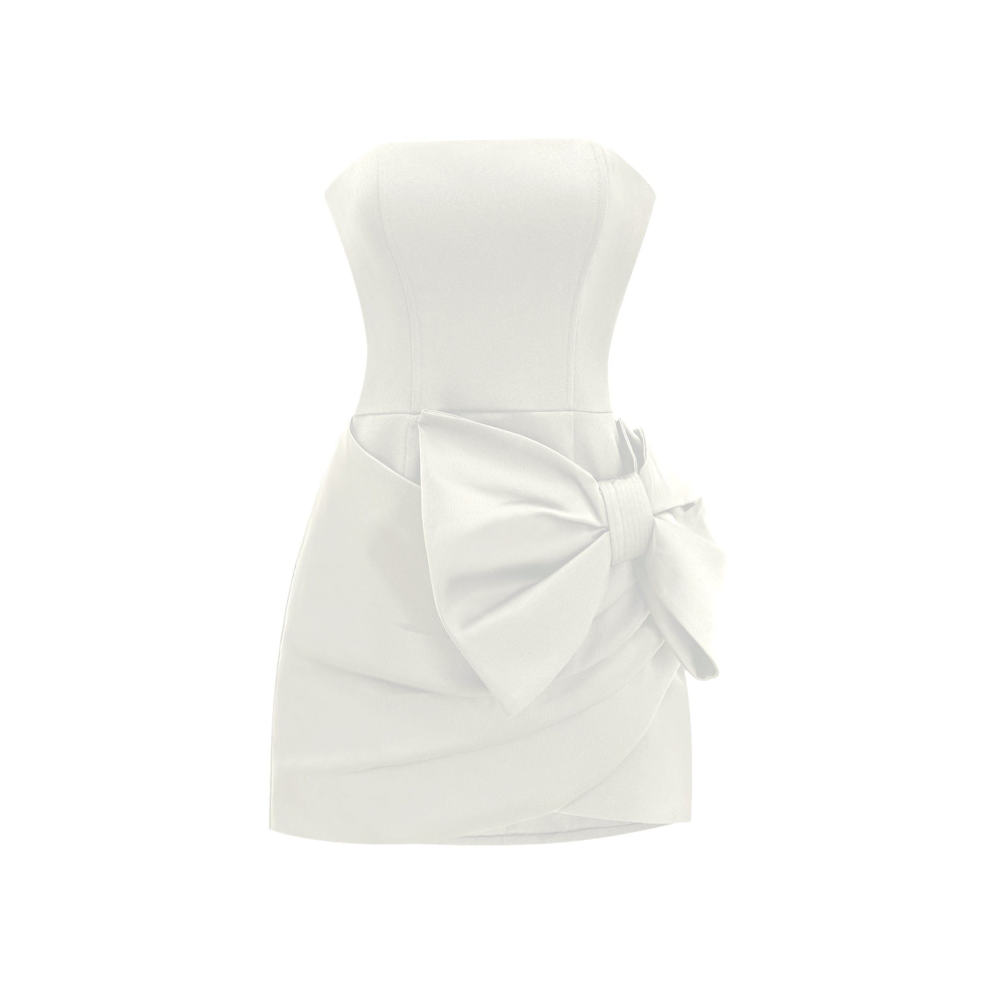 Lanetta bowknot asymmetrical dress in White (Final Sale)