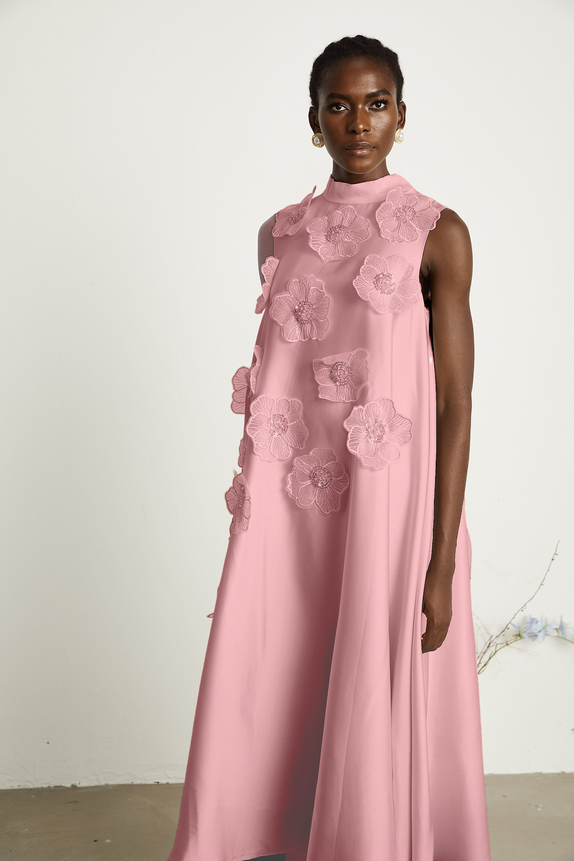 Émilie sleeveless floral-applique midi dress in Pink (Final Sale-US Only)