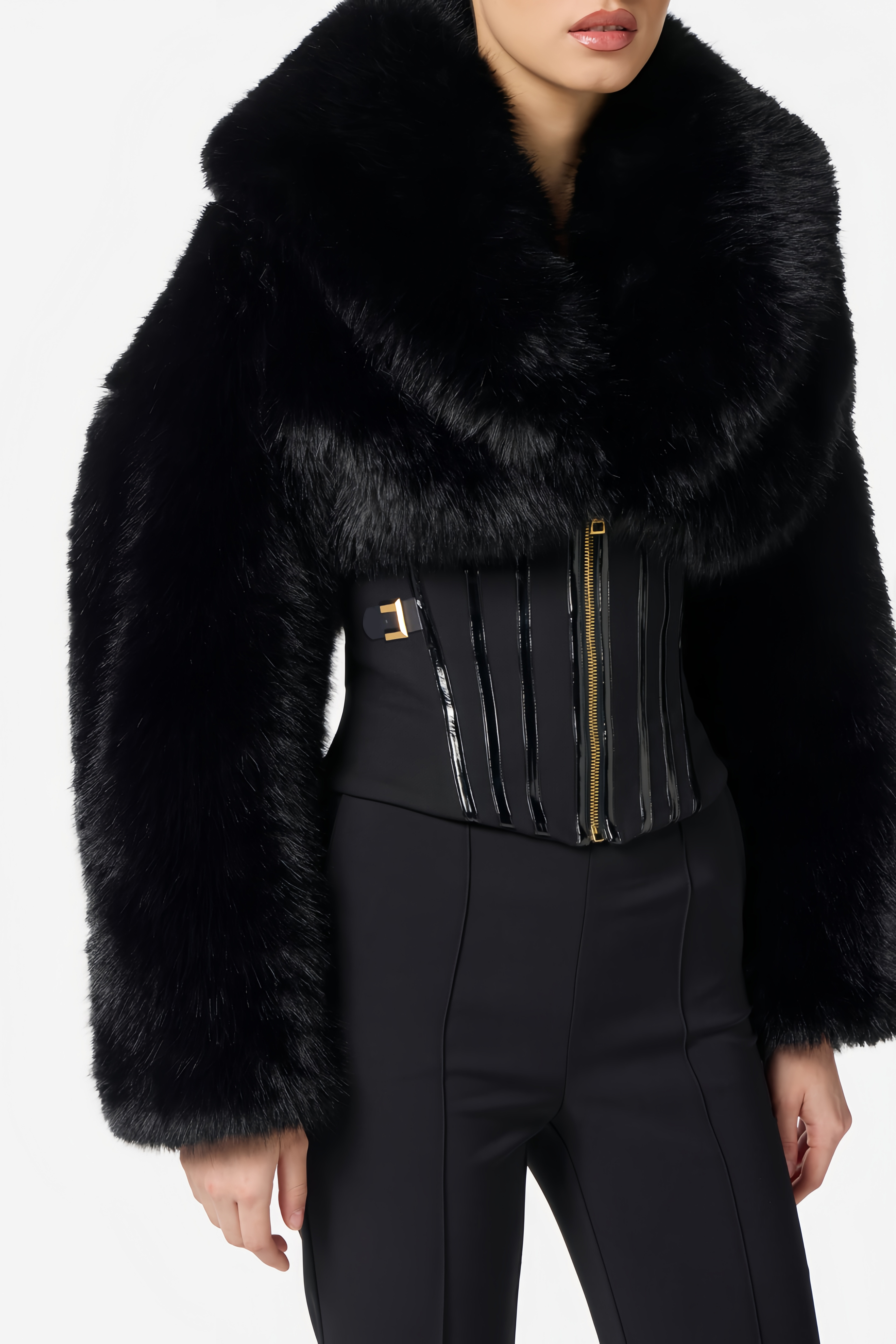Black Fur-effect Jacket