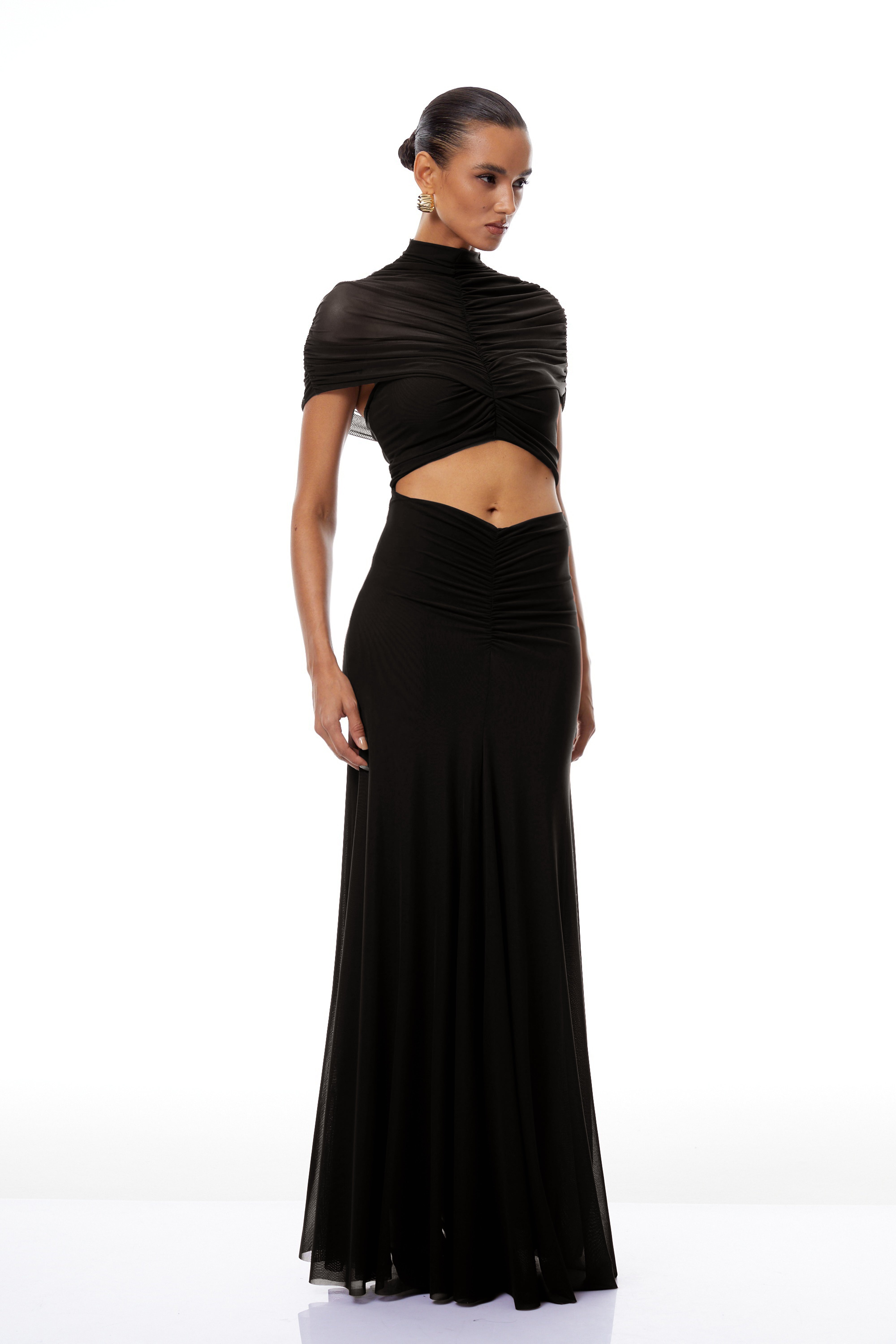 Bruna Cut-Out Ruched Mesh Maxi Dress (Final Sale-US Only)