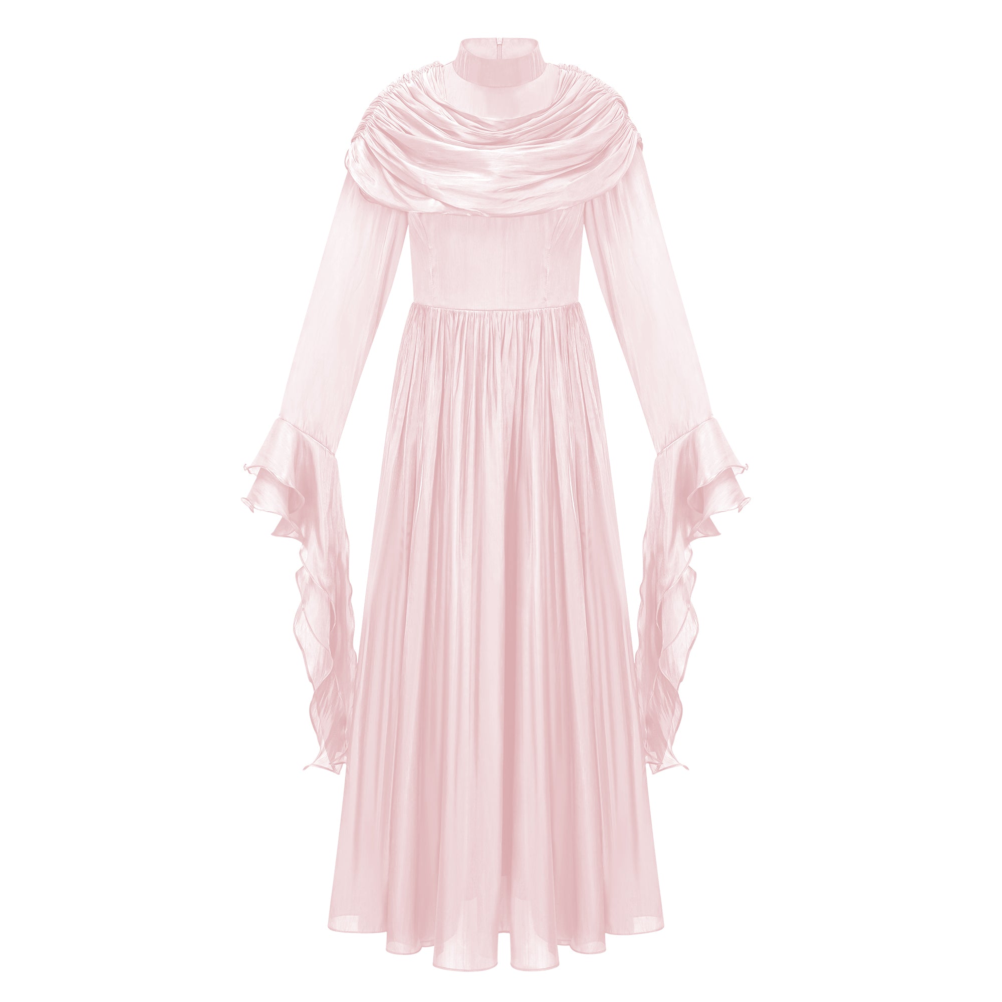 فستان طويل مزركش ومكشكش من Danuta Pink (بيع نهائي - الولايات المتحدة فقط)
