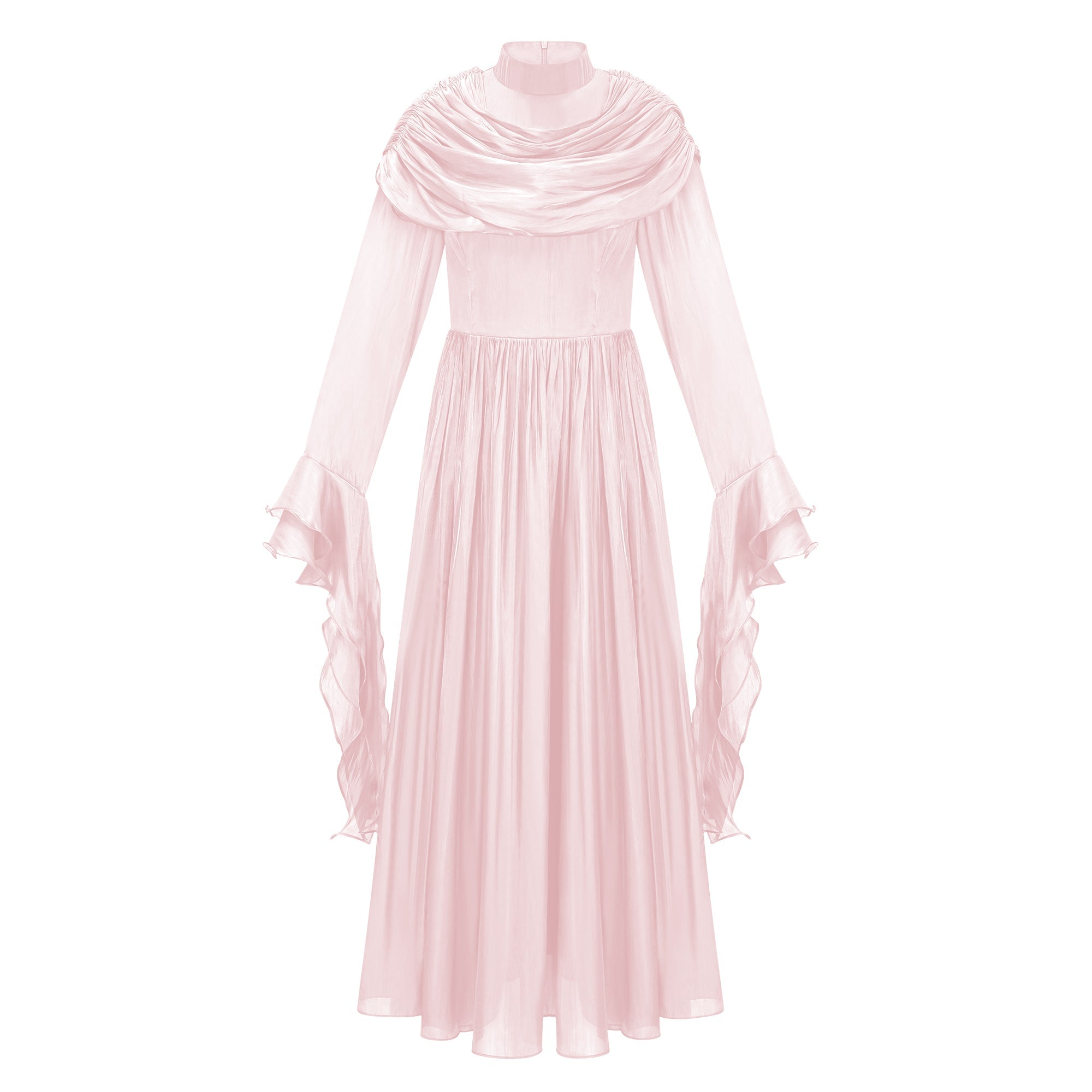 Robe longue plissée à volants Danuta rose