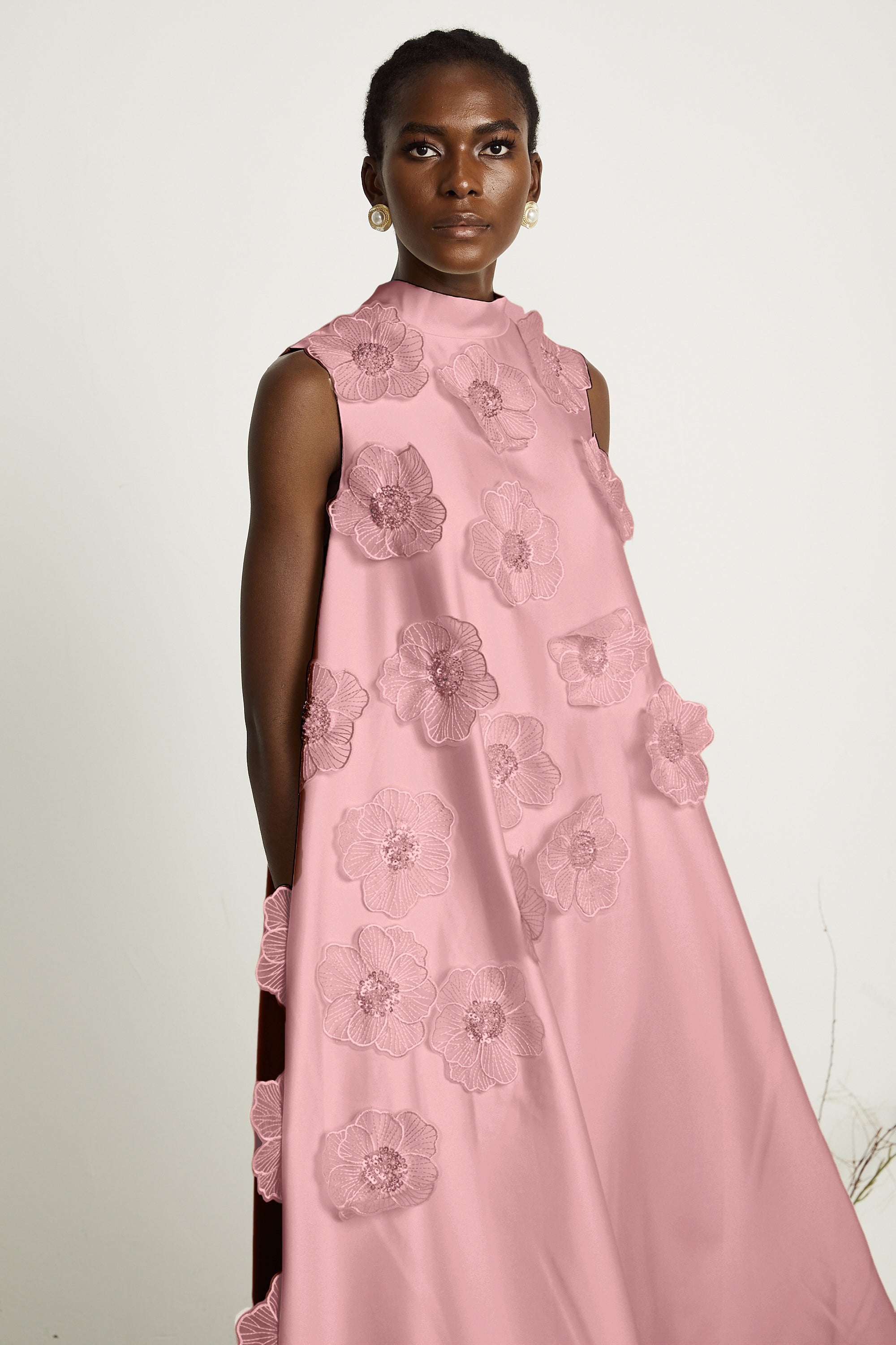 Émilie sleeveless floral-applique midi dress in Pink (Final Sale-US Only)