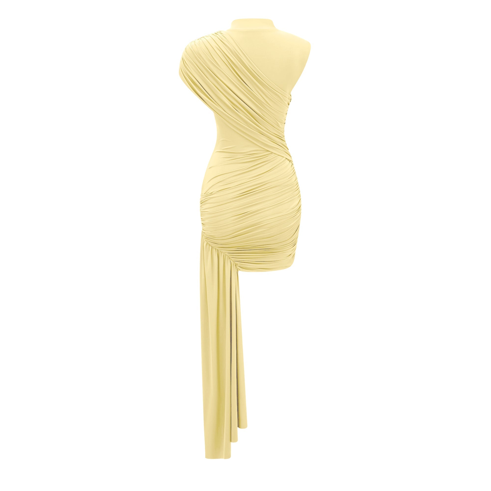 Mini-robe asymétrique froncée Fée Yellow