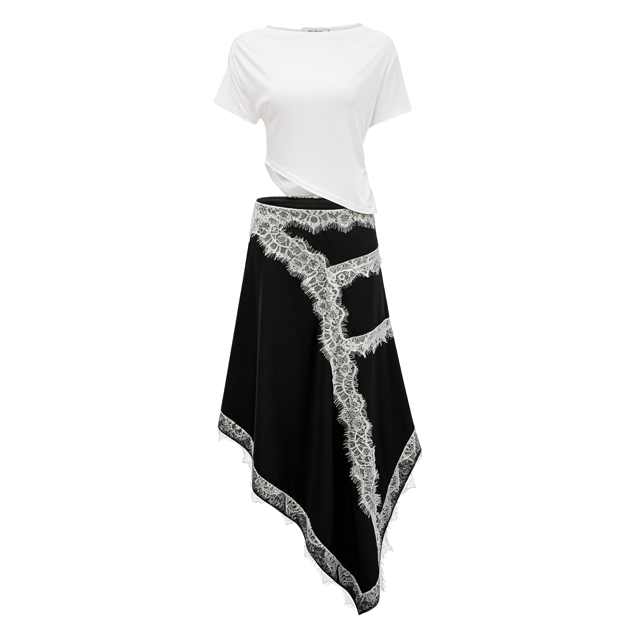 Fiamma Color Block Gathered Lace Panel Maxi Dress (Final Sale)
