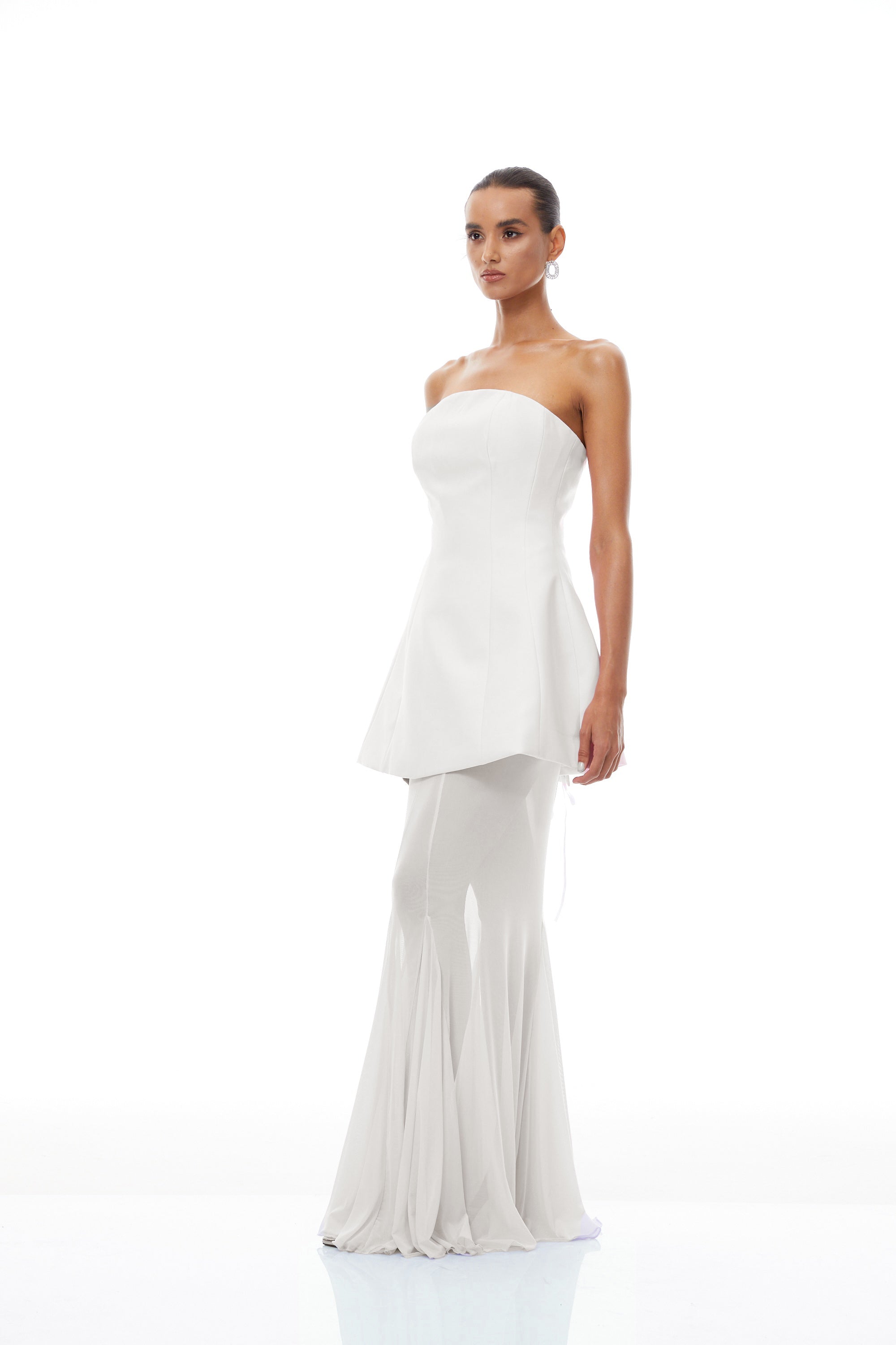 Mélanie White Corset Dress & Mesh Skirt Set (Final Sale-US Only)