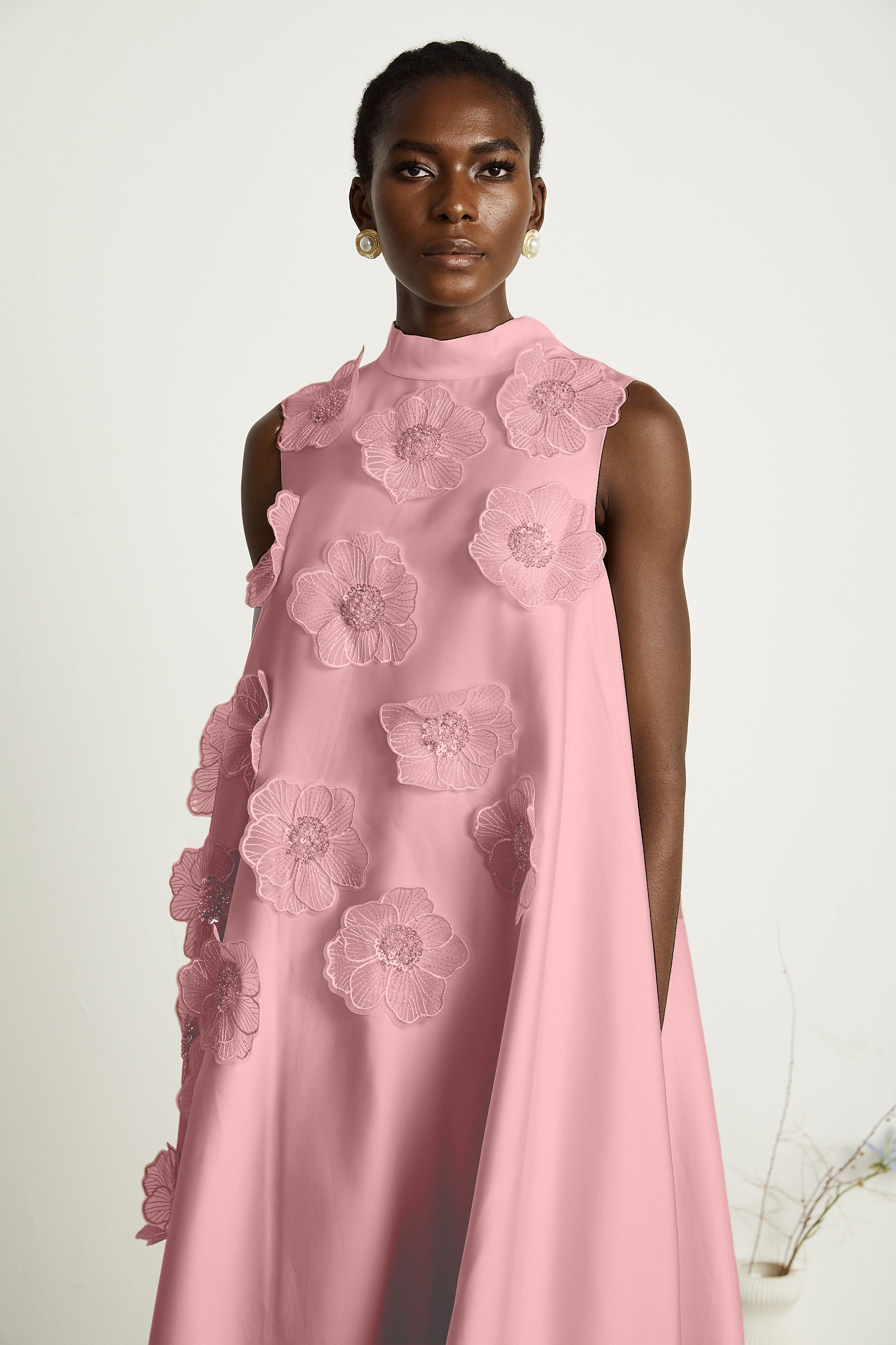 Émilie sleeveless floral-applique midi dress in Pink (Final Sale-US Only)