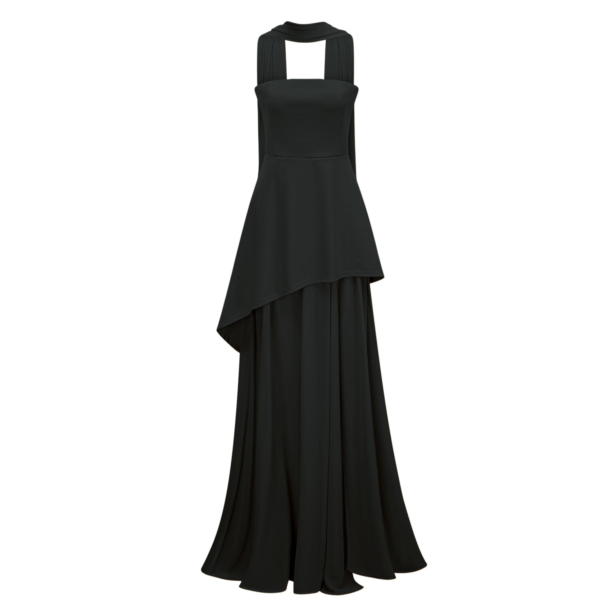 Halter Neck Peplum Gown
