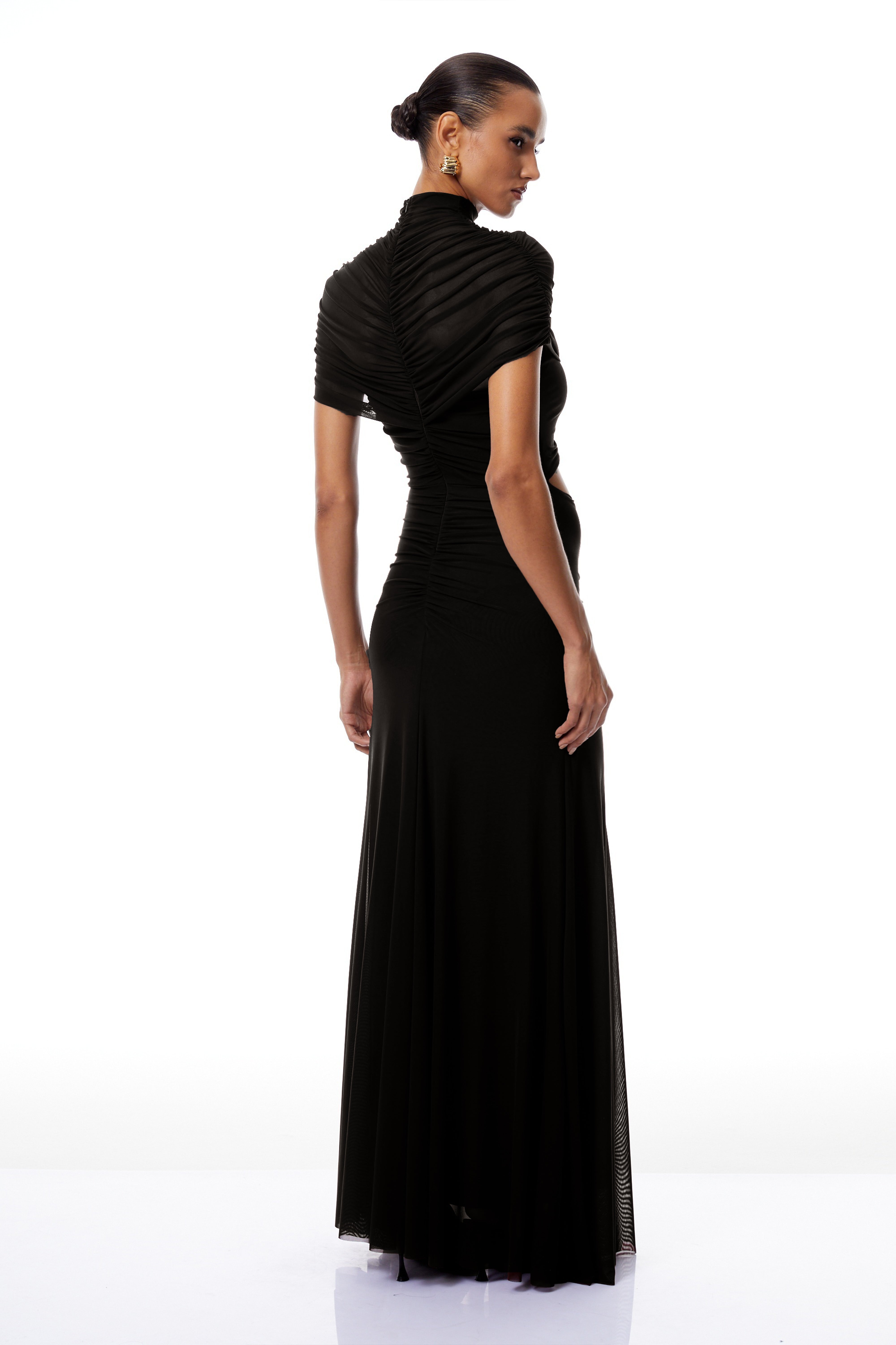 Bruna Cut-Out Ruched Mesh Maxi Dress (Final Sale-US Only)