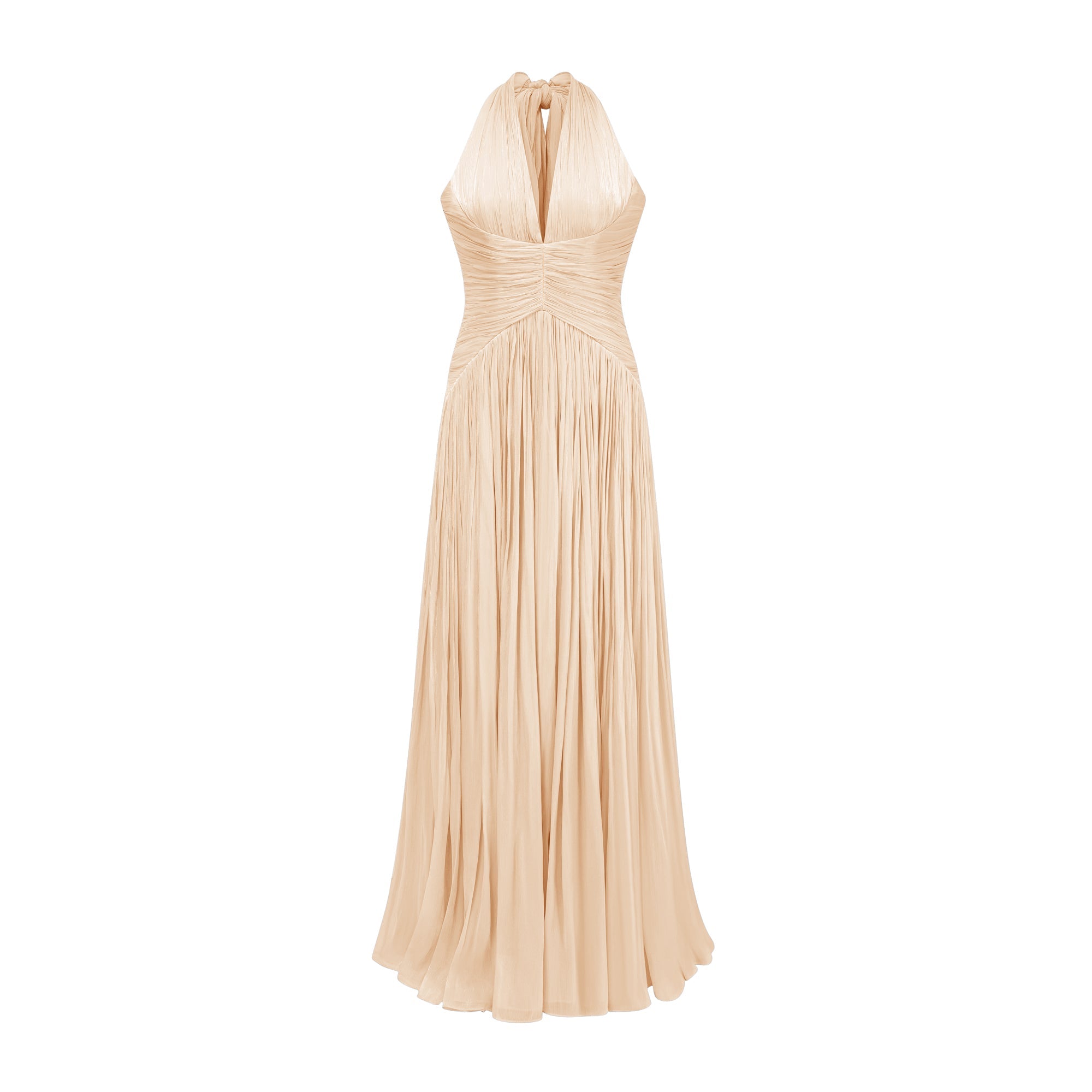 Térébenthine Neutral Glossy Gathered Maxi Dress (Final Sale-US Only)