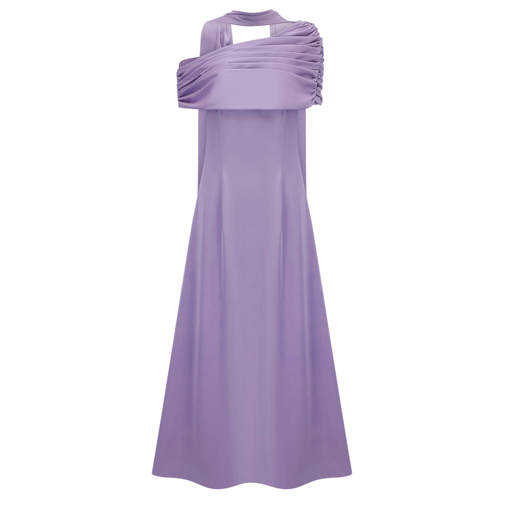 Robe longue asymétrique en satin Benedetta Lilac