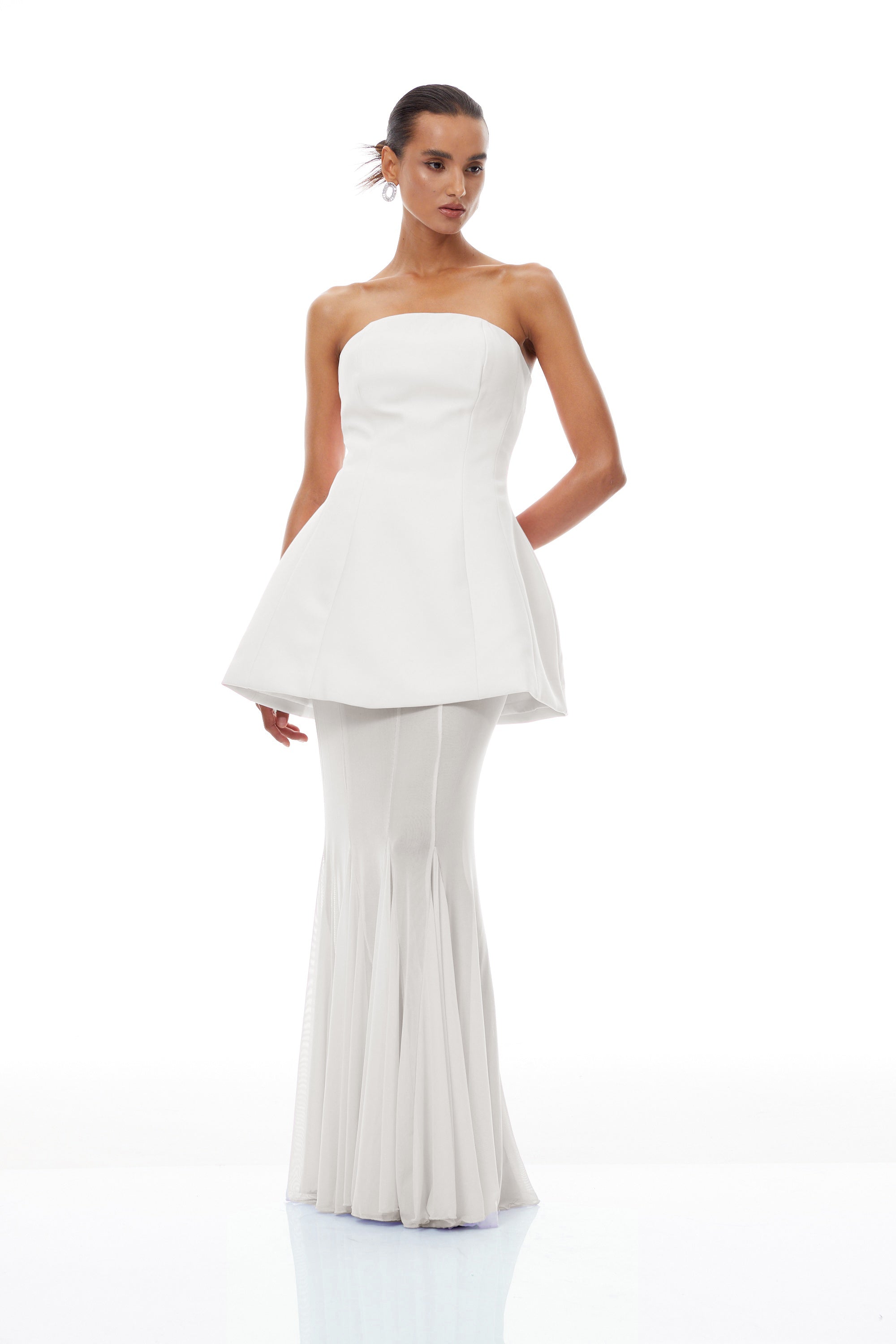 Mélanie White Corset Dress & Mesh Skirt Set (Final Sale-US Only)