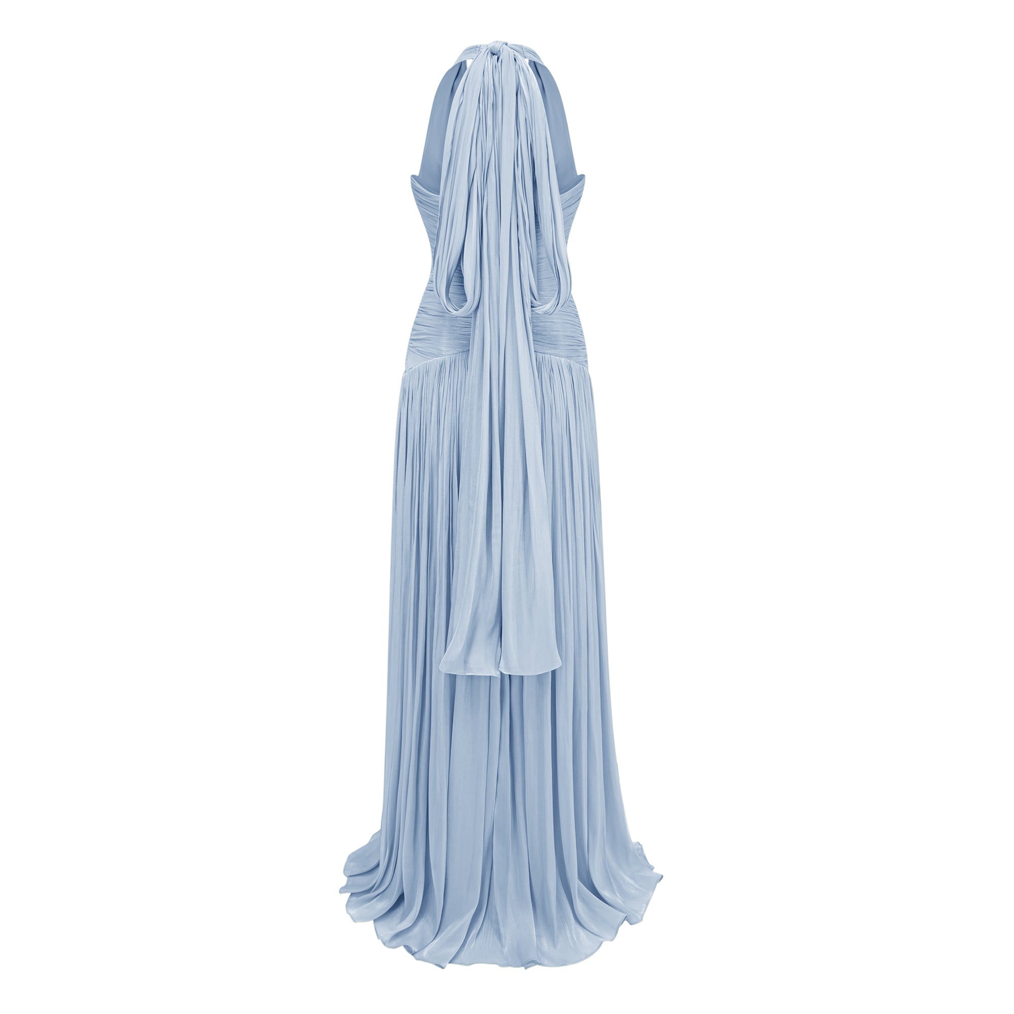 Blue Gathered Maxi Dress