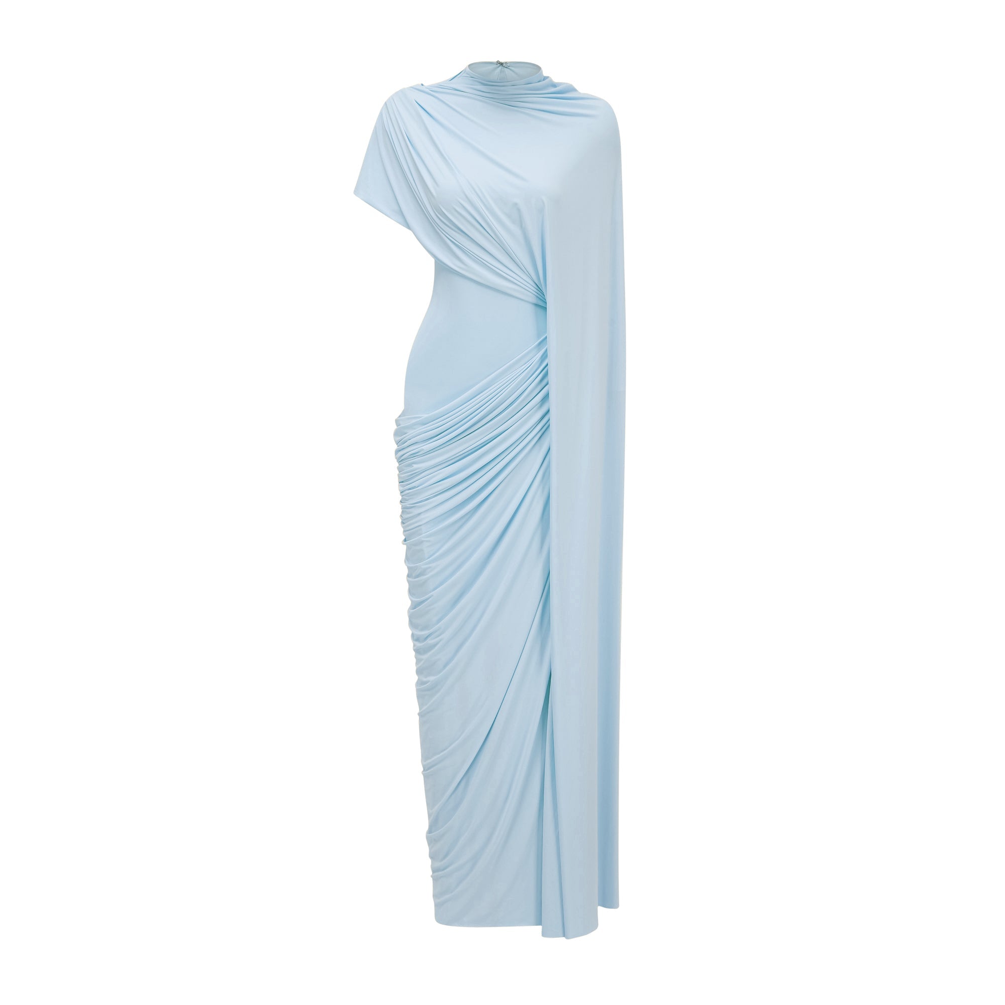 Fenella Blue Asymmetrical Draped Cape & Dress Matching Set (Final Sale-US Only)