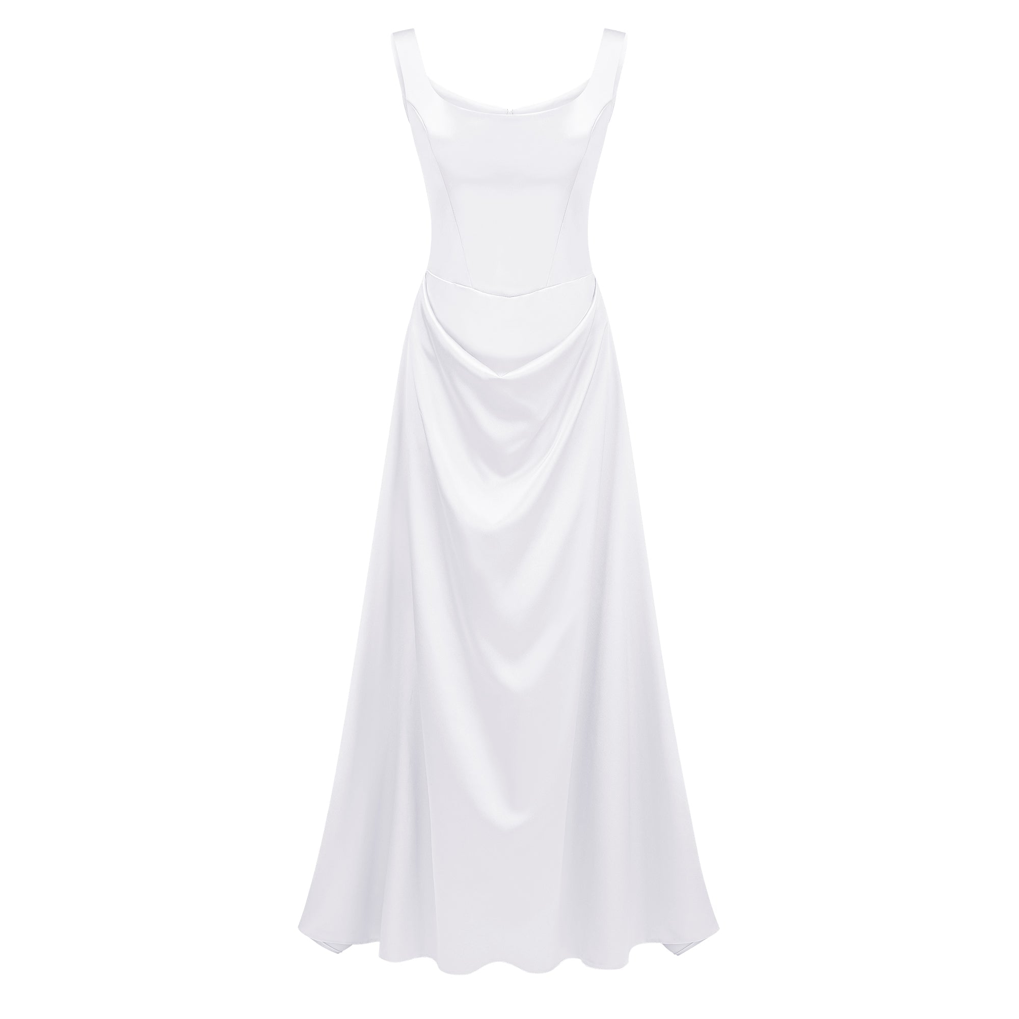 Fiona White Satin Square Neck Maxi Dress (Final Sale)