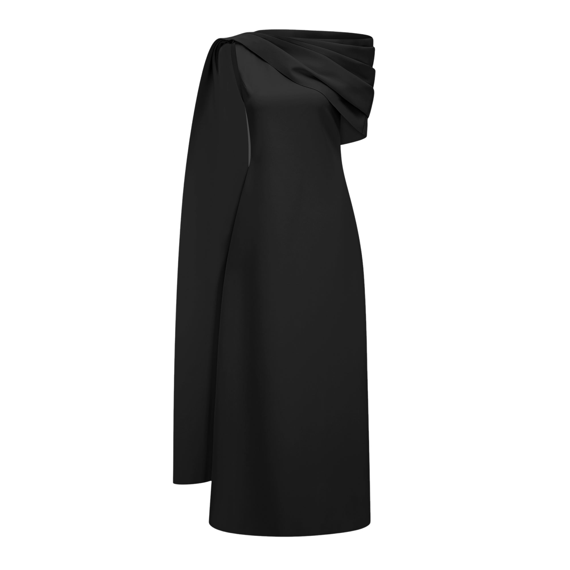Annabelle Black Cape-Design Ribbon Maxi Dress (Final Sale-US Only)