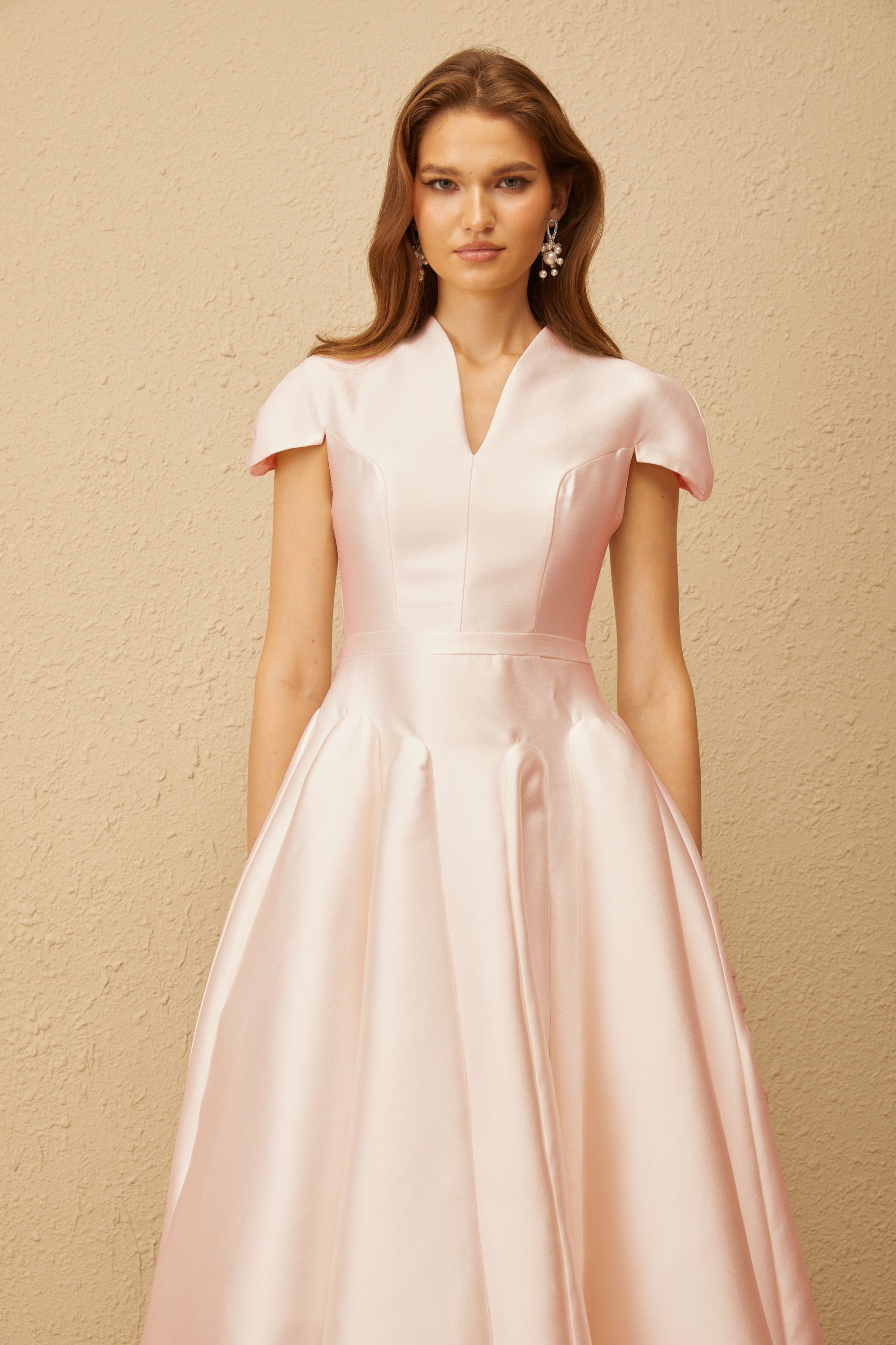 Aventin Pink Godet Design Midi Dress (Final Sale-US Only)