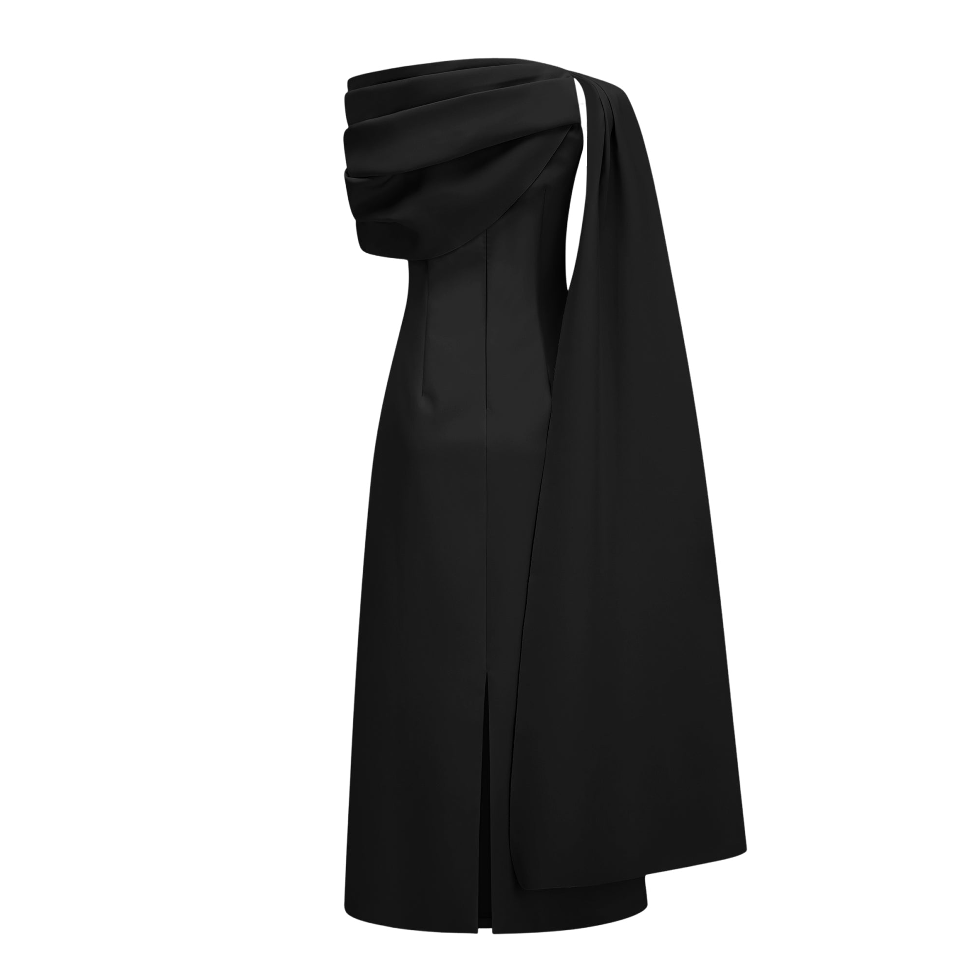 Annabelle Black Cape-Design Ribbon Maxi Dress (Final Sale-US Only)