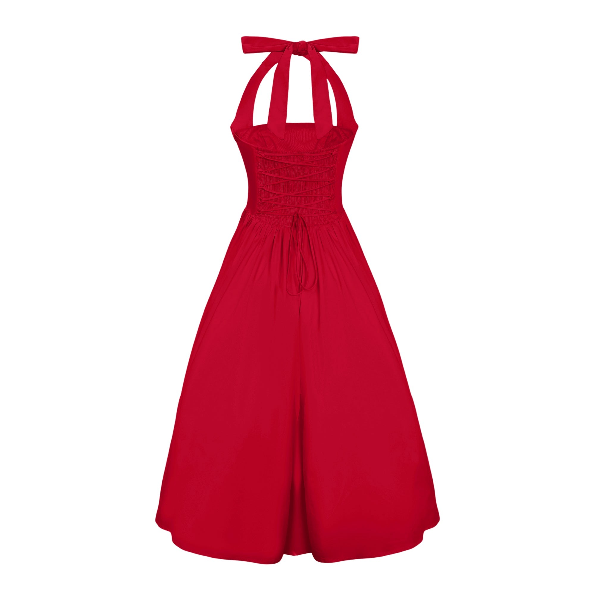 Eponine Red Layered Flared Hem Midi Dress (Final Sale)