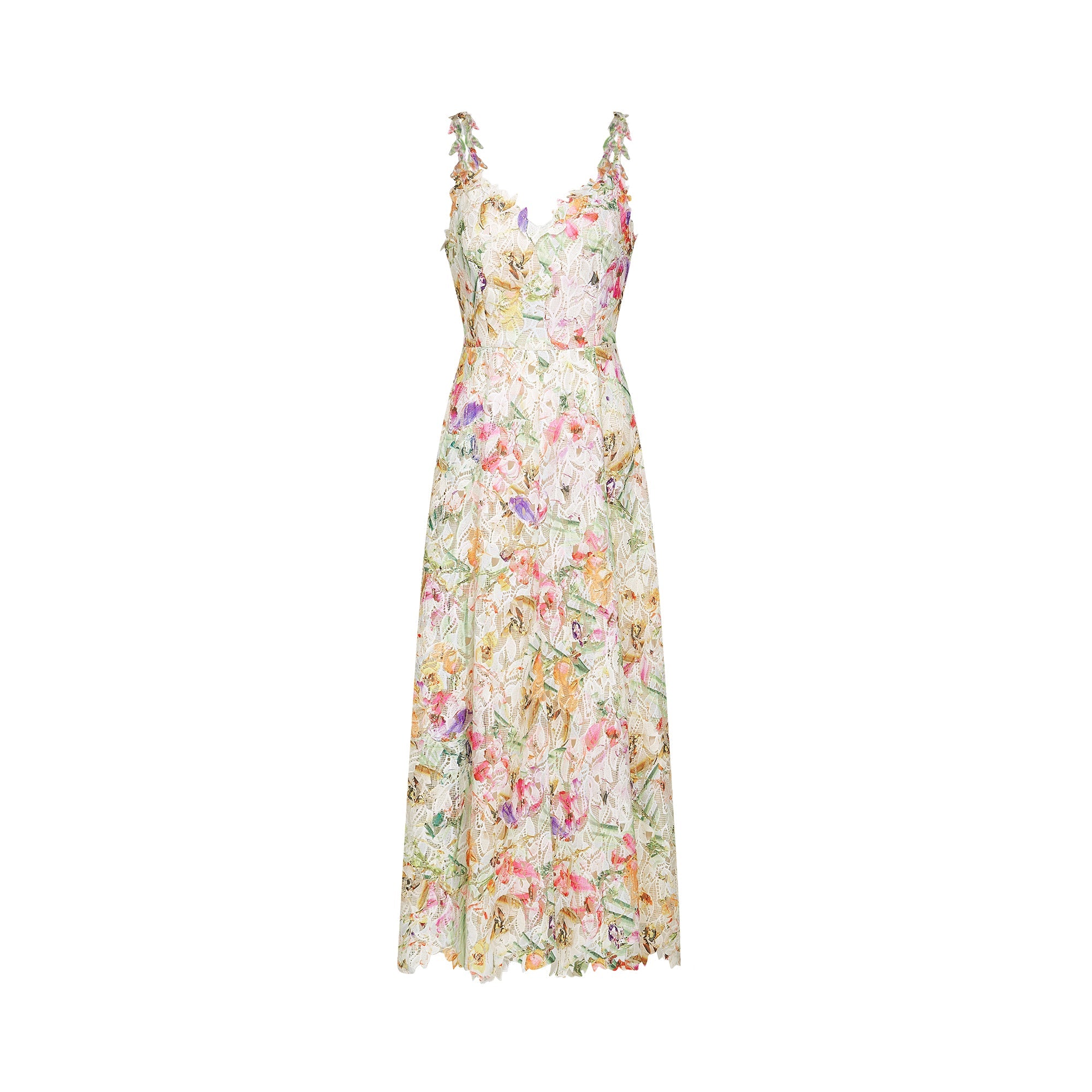 Enora Lace Floral Embroidered Midi Dress (Final Sale-US Only)