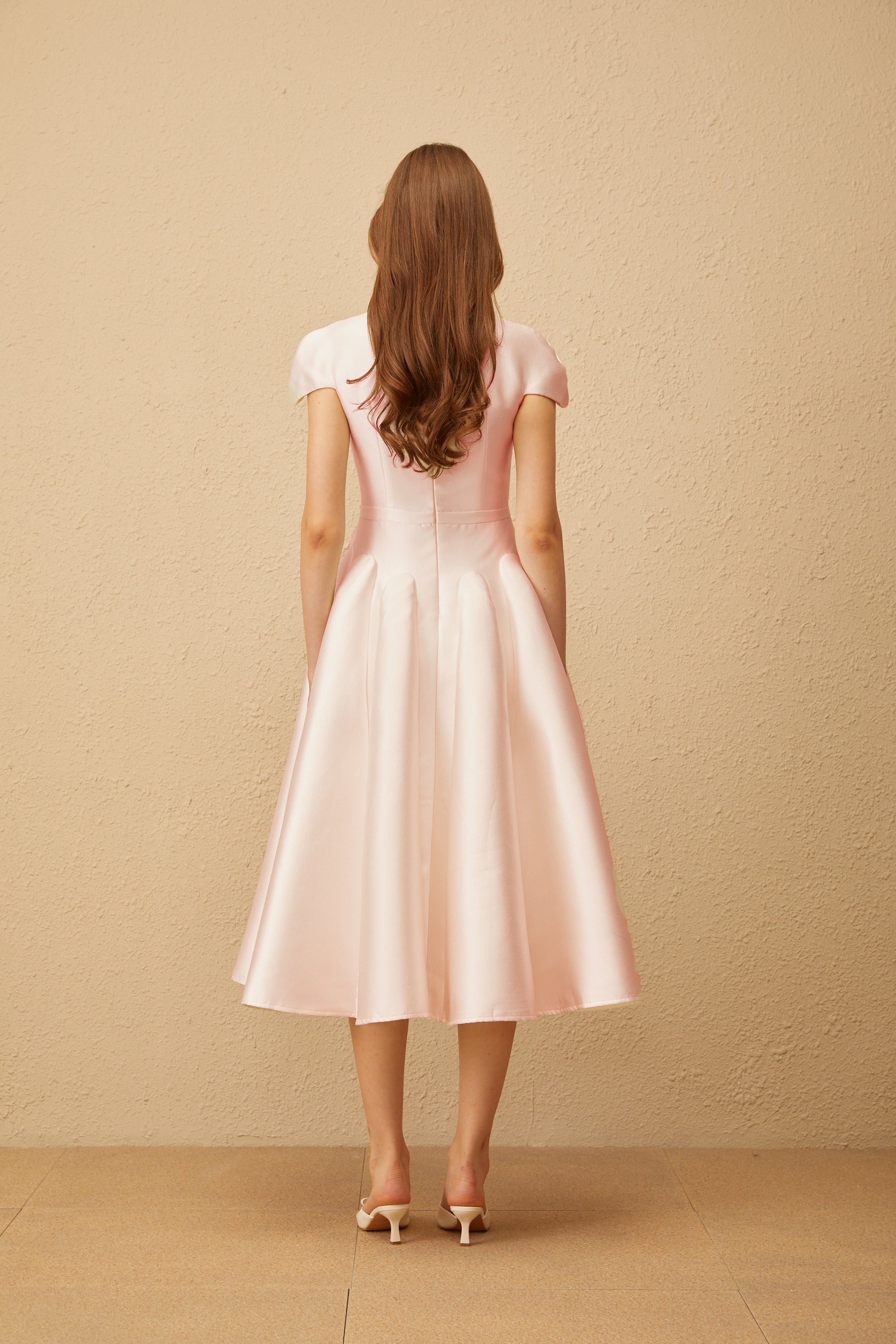 Aventin Pink Godet Design Midi Dress (Final Sale-US Only)