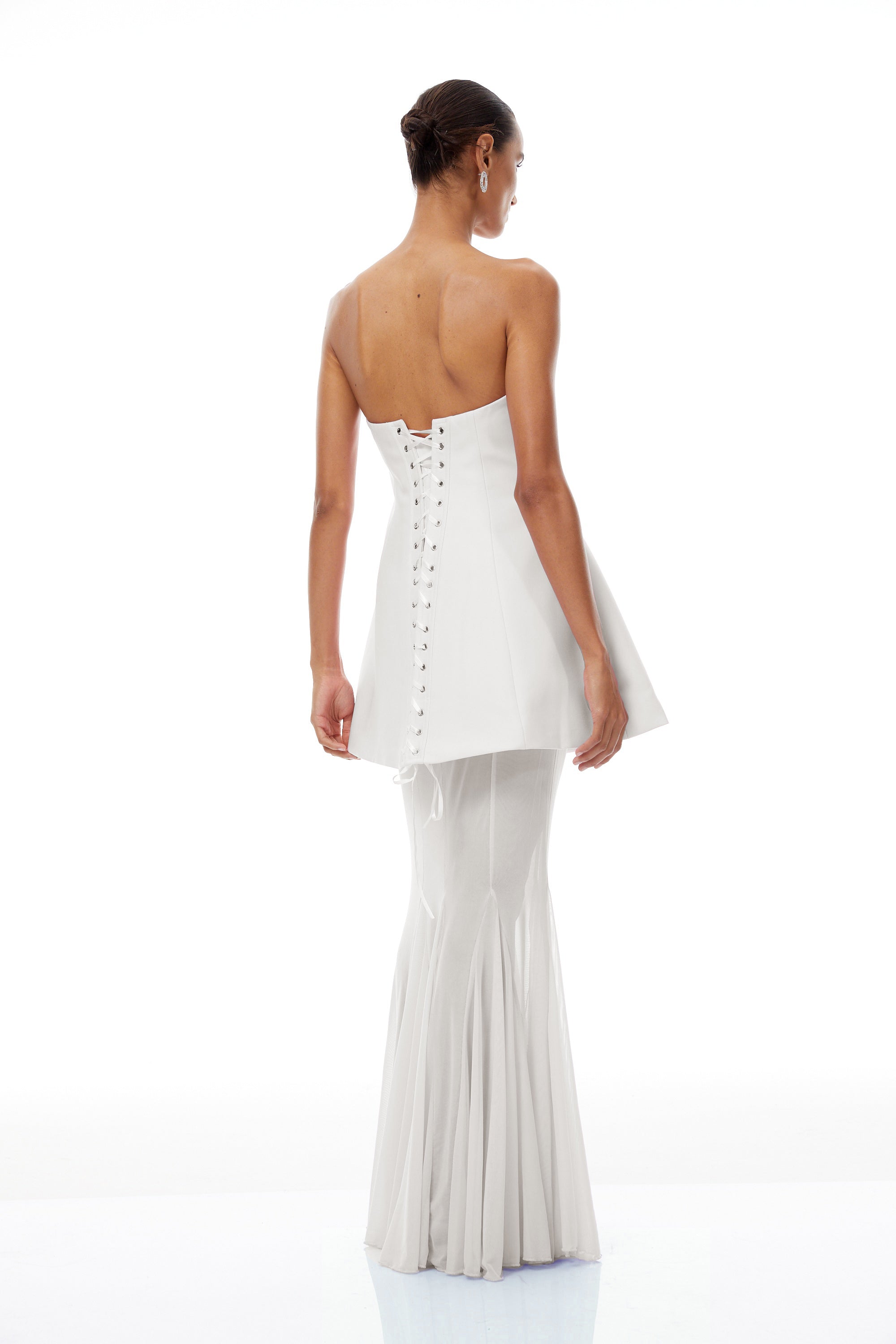 Mélanie White Corset Dress & Mesh Skirt Set (Final Sale-US Only)