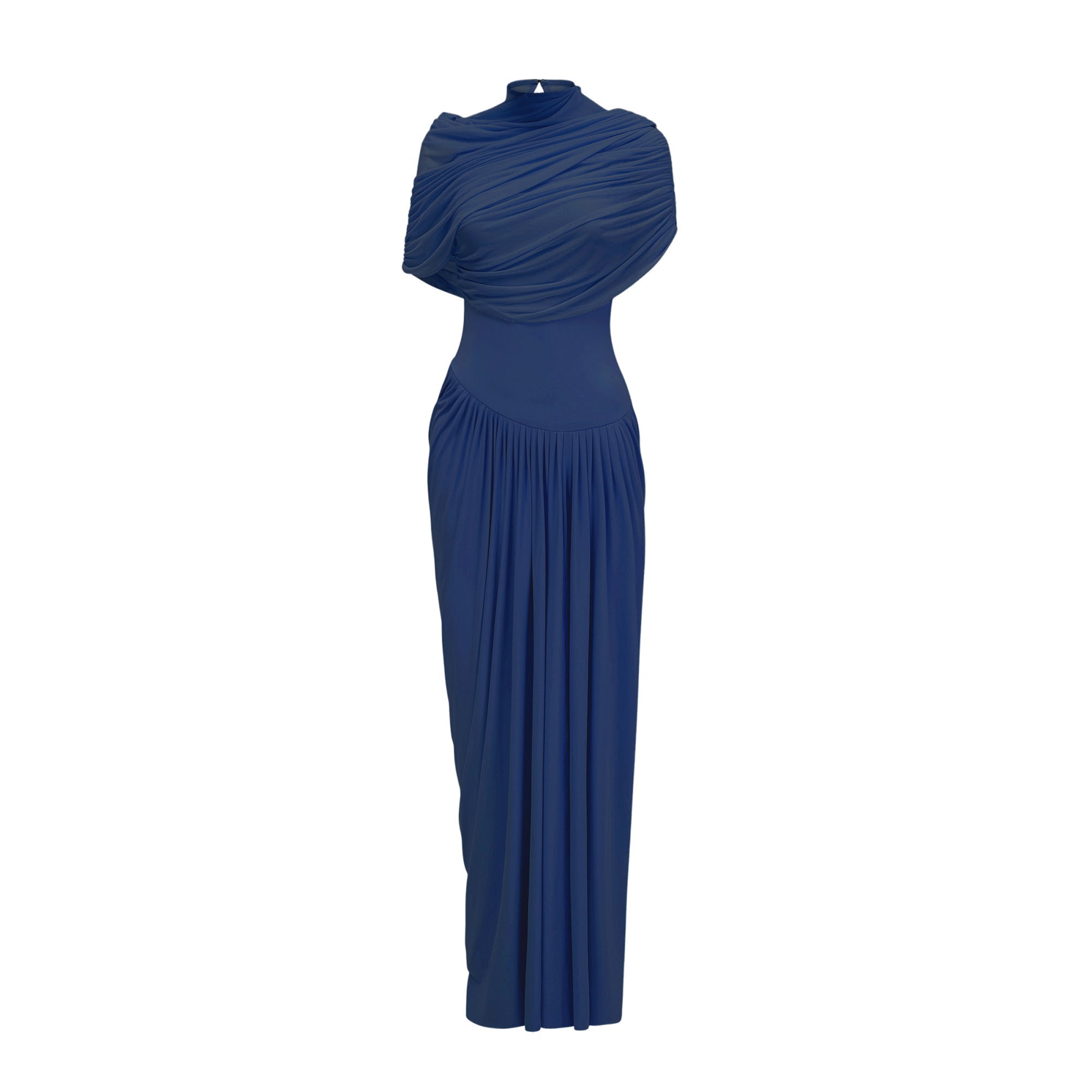 Asymmetrical Pleated Maxi Dress
