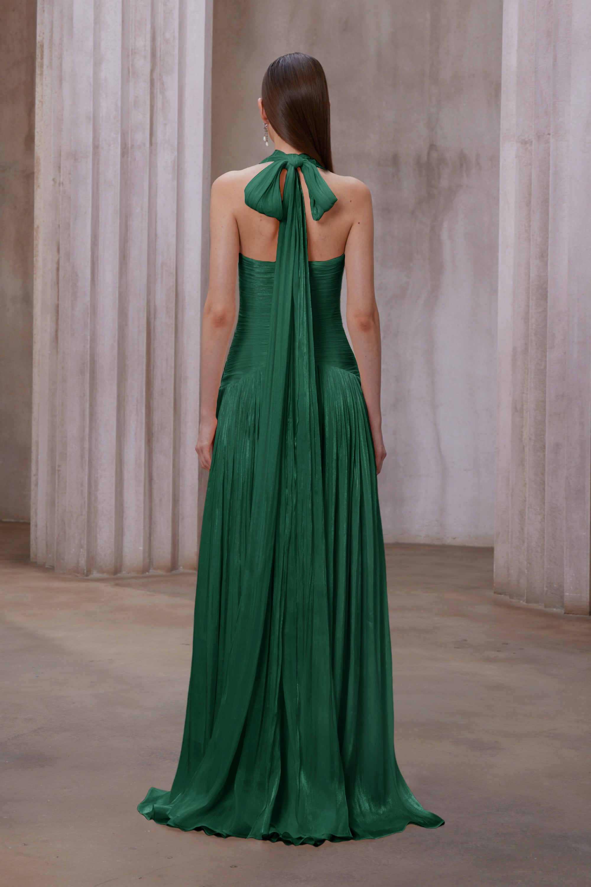 Emerald Green Gathered Maxi Dress