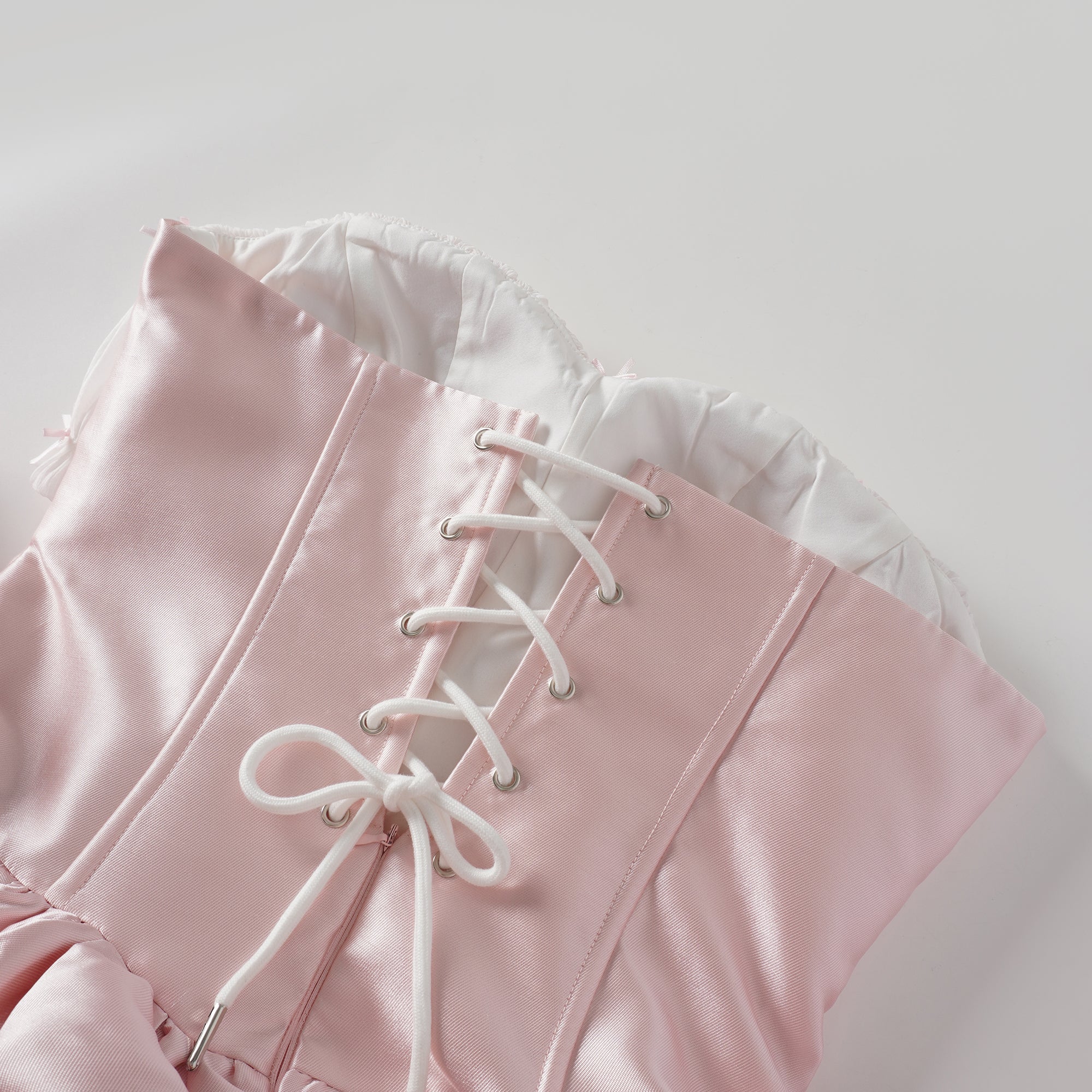 Laurine Pink Ruffled Satin Mini Dress (Final Sale-US Only)