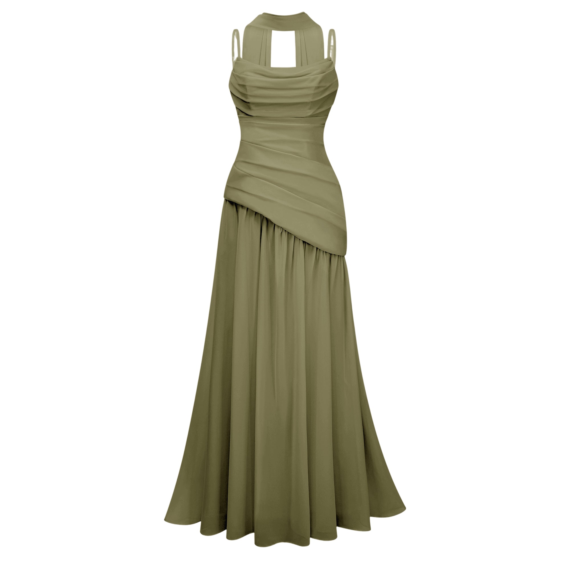 Romane Green Strapless Corset Chiffon Maxi Dress (Final Sale-US Only)