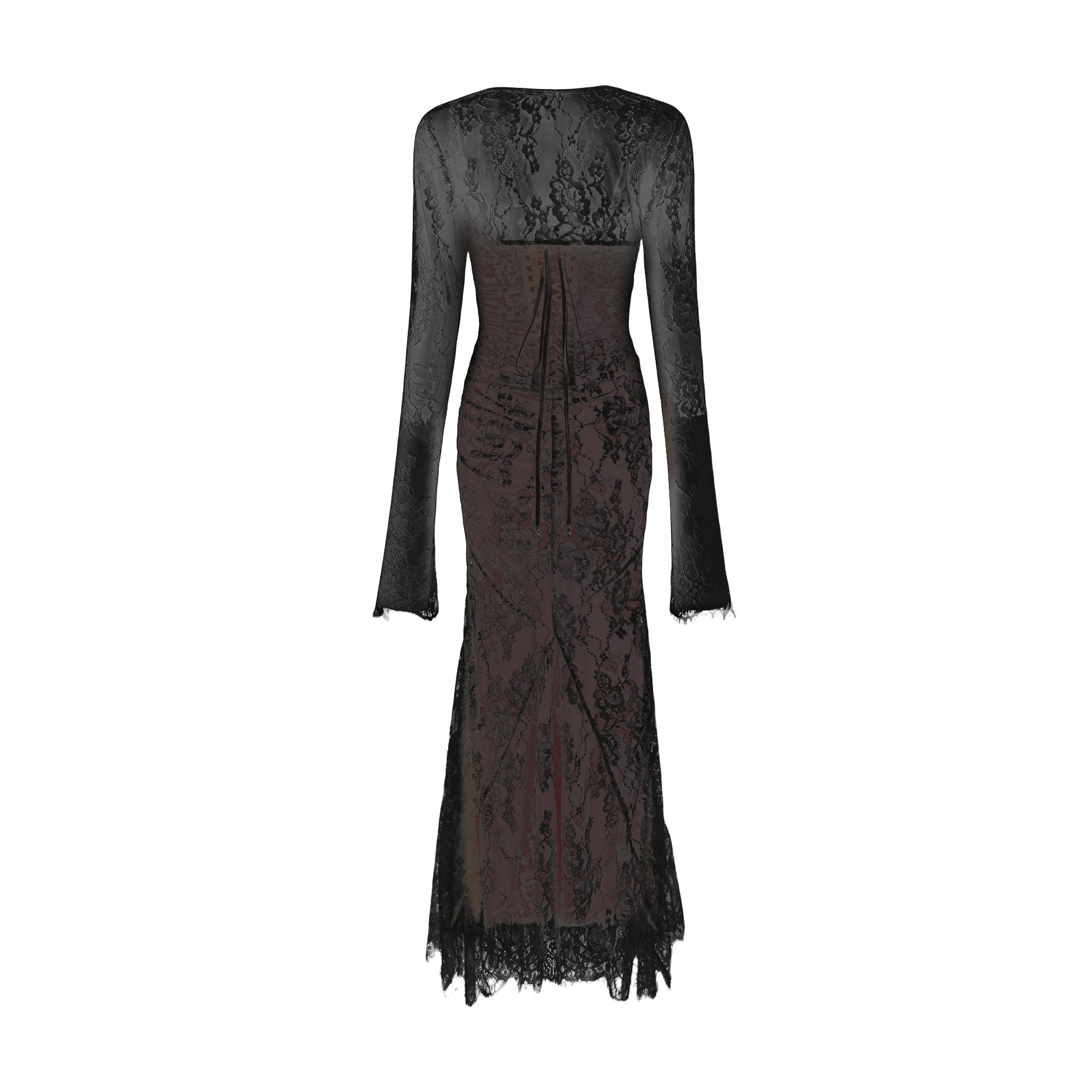 Valérie white floral lace mesh maxi dress (Final Sale)