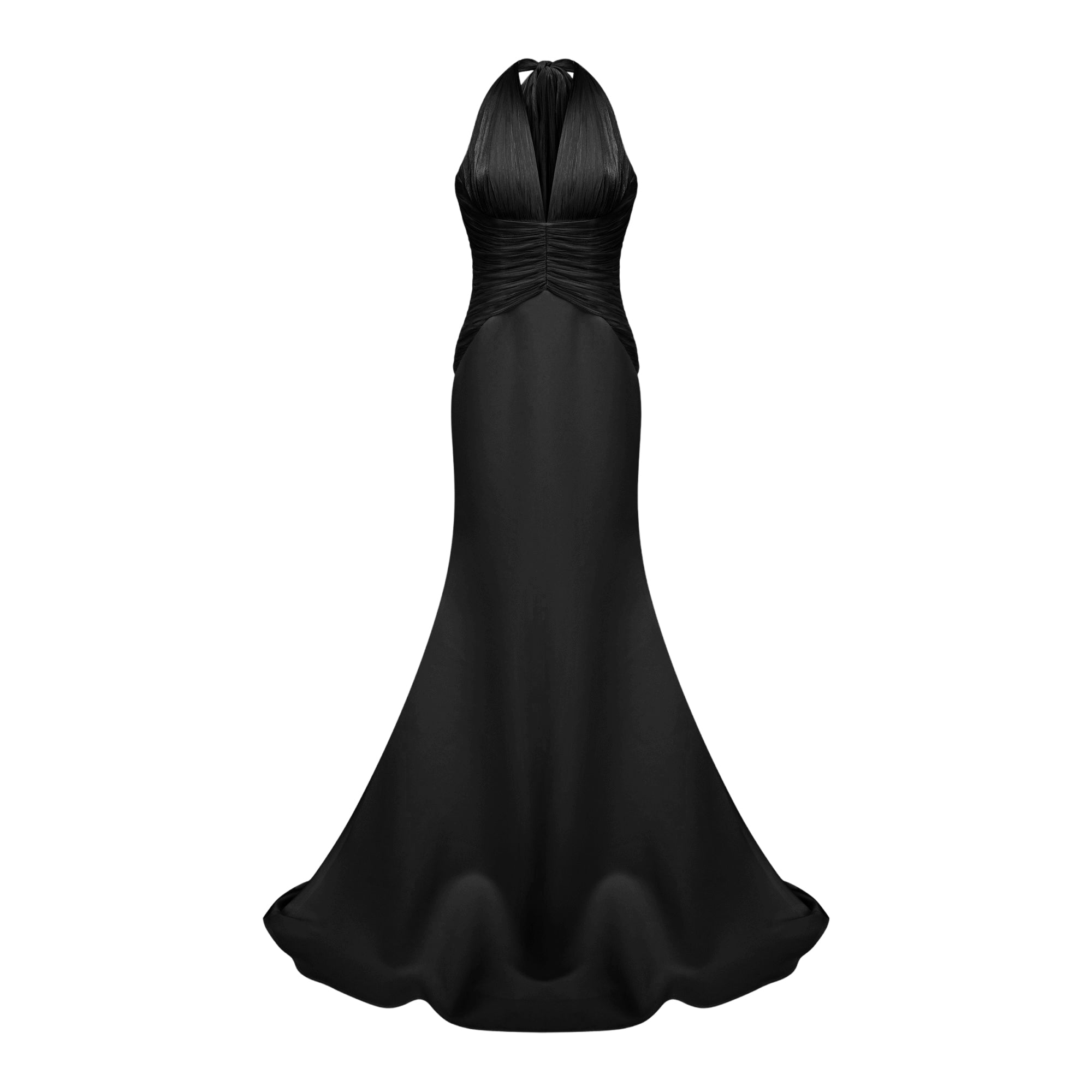 Robe longue froncée « Black Train » d'Emmeline (Vente définitive - États-Unis uniquement)