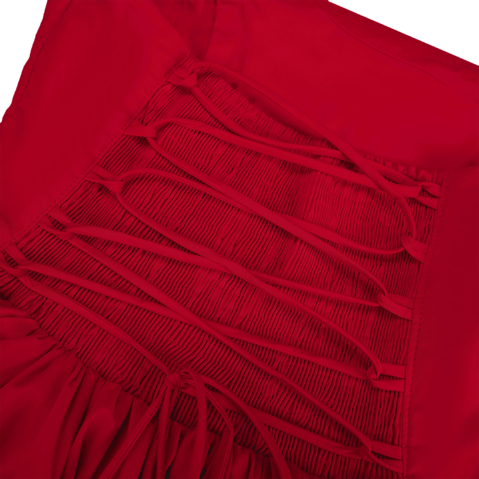 Robe midi Eponine rouge à volants et ourlet évasé