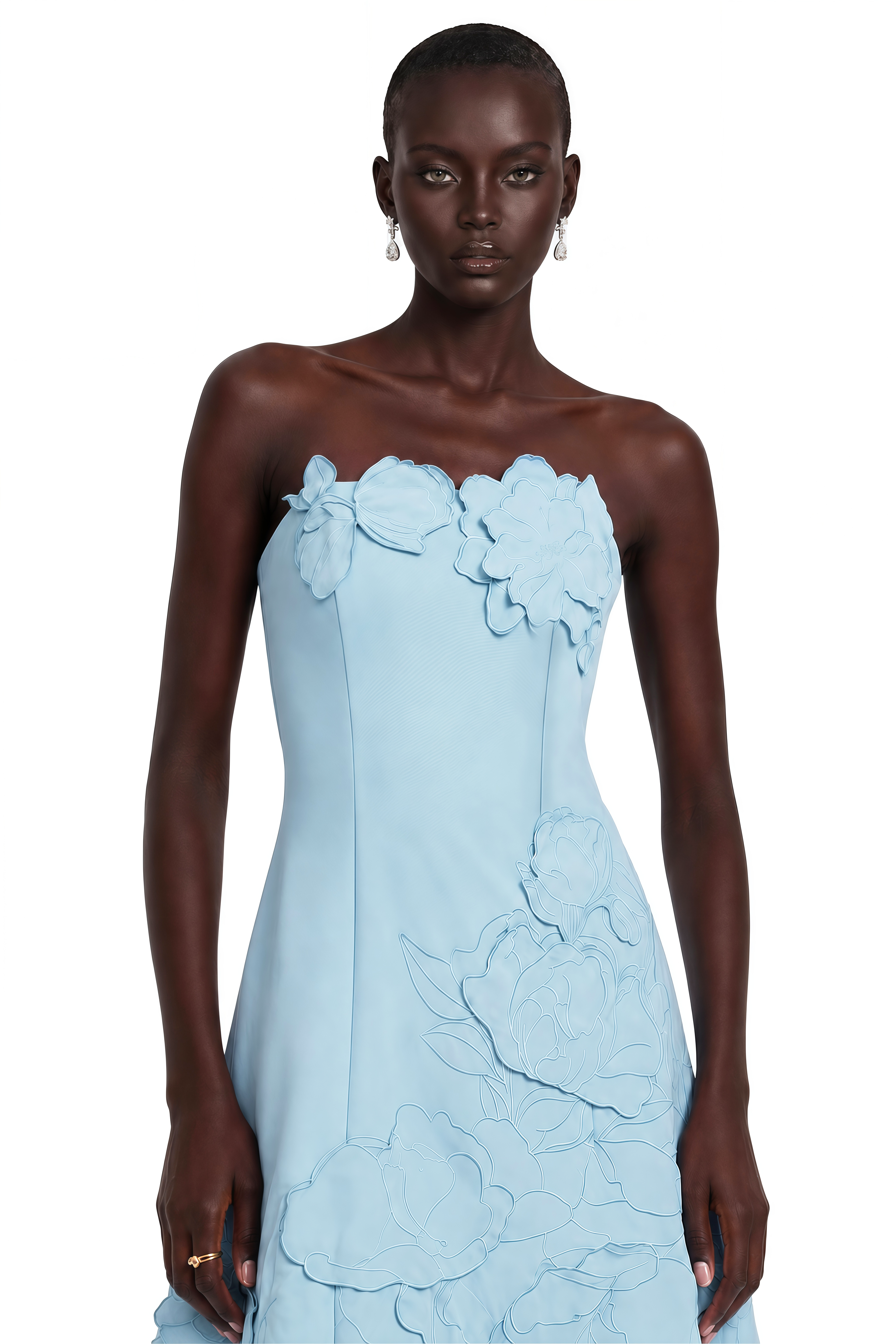 Inga Blue Strapless Floral Embroidered Mini Dress (Final Sale-US Only)
