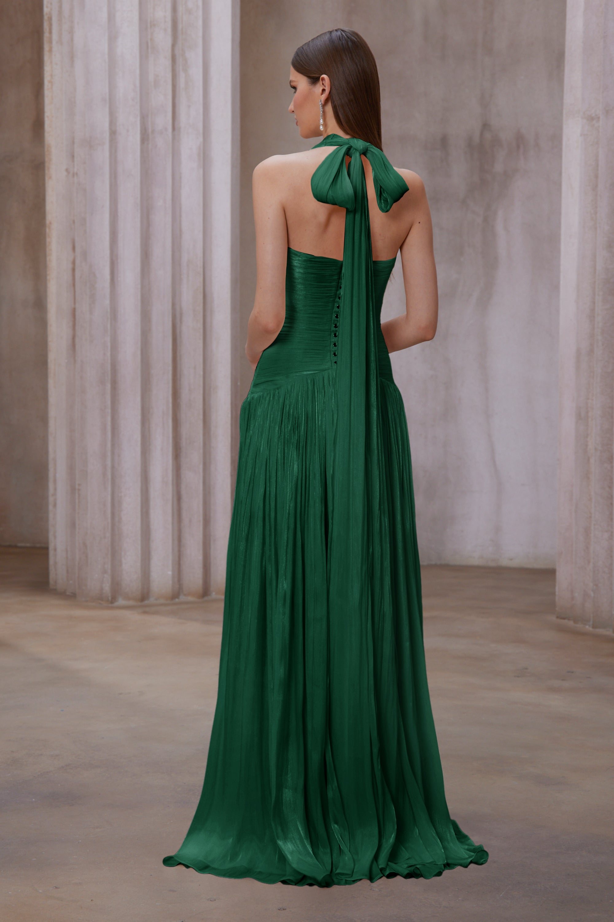 Emerald Green Gathered Maxi Dress