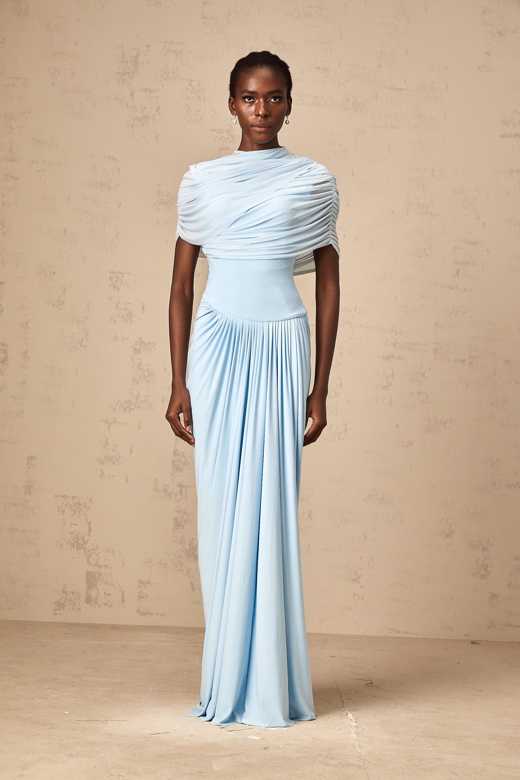 Asymmetrical Pleated Maxi Dress