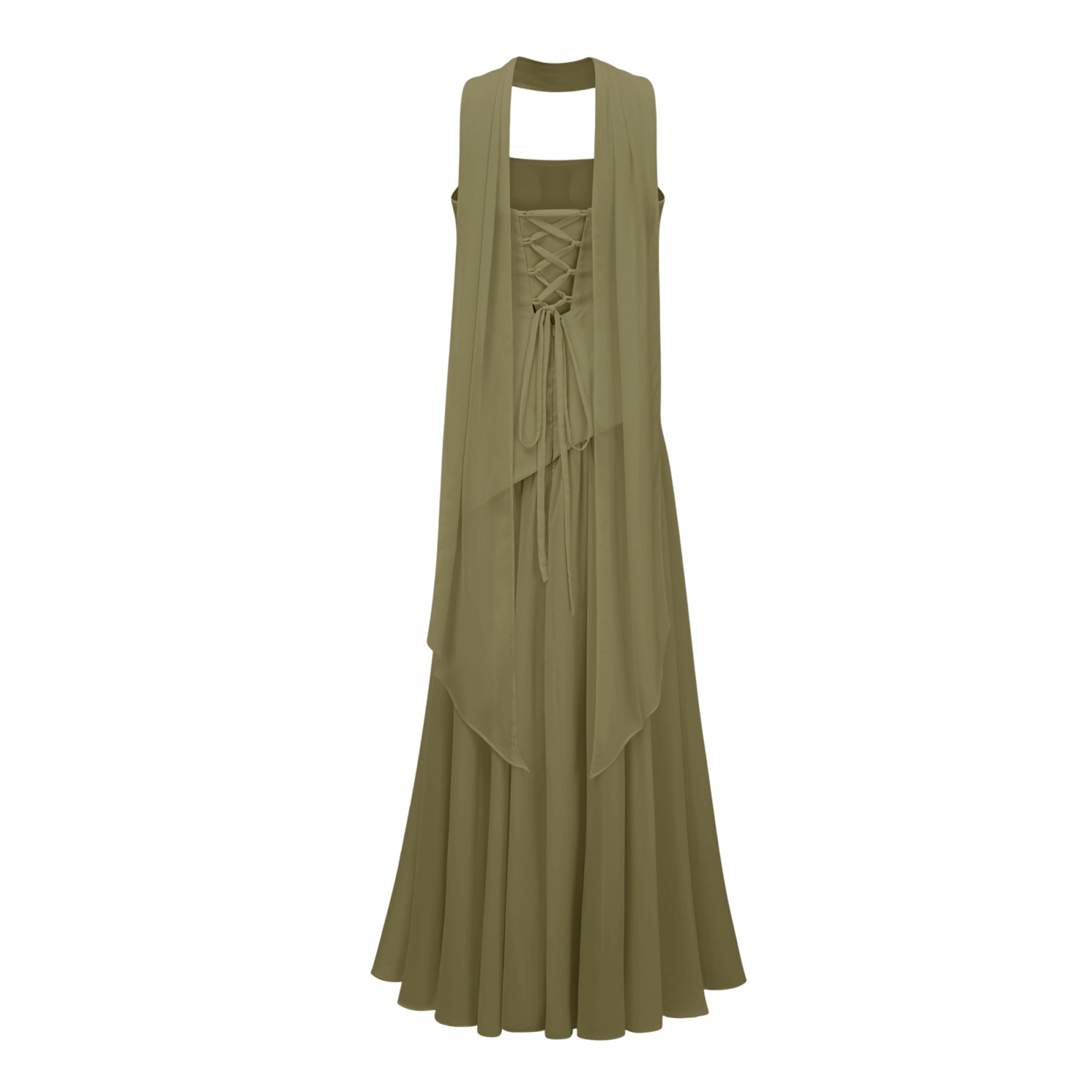 Romane Green Strapless Corset Chiffon Maxi Dress (Final Sale-US Only)