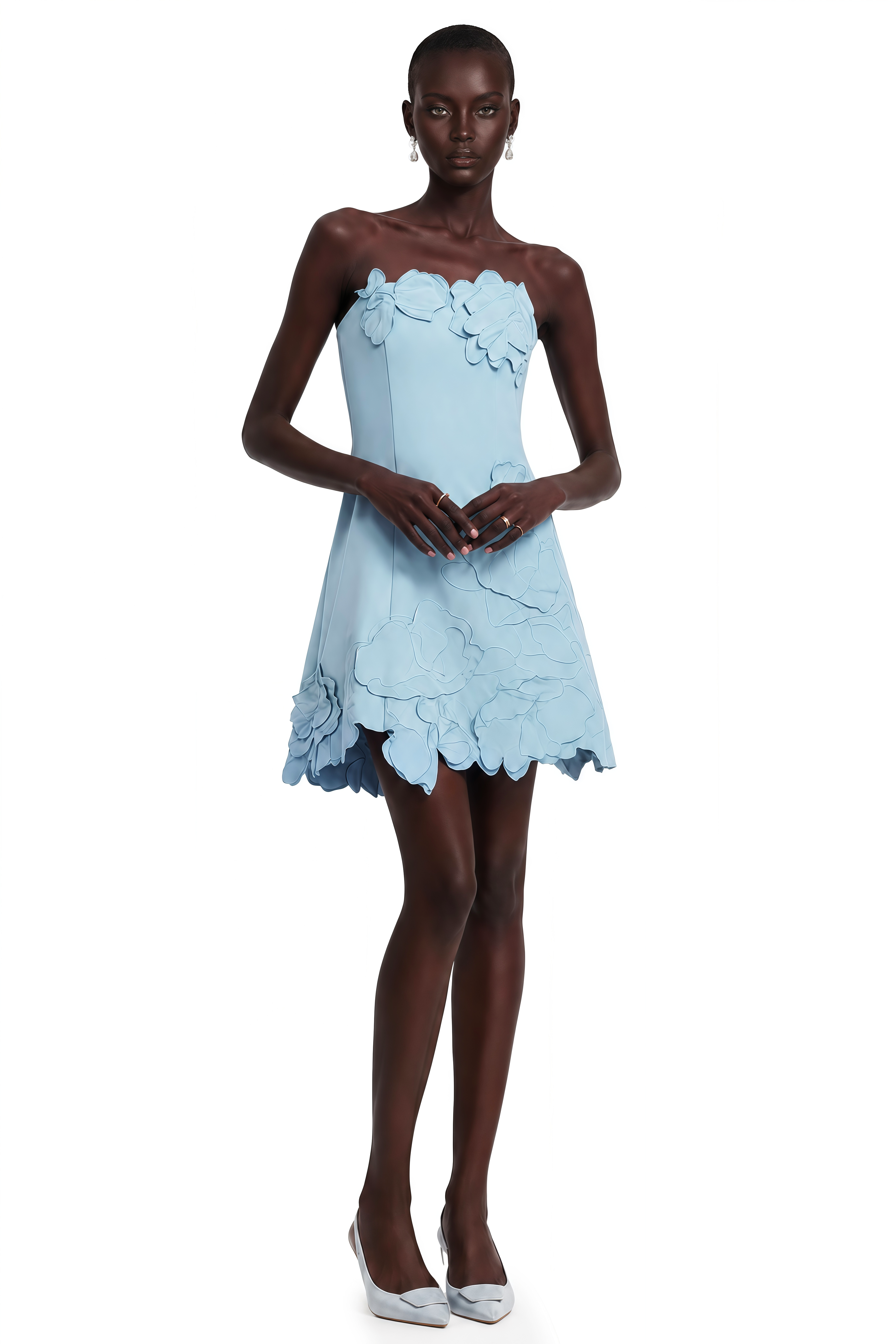 Inga Blue Strapless Floral Embroidered Mini Dress (Final Sale-US Only)