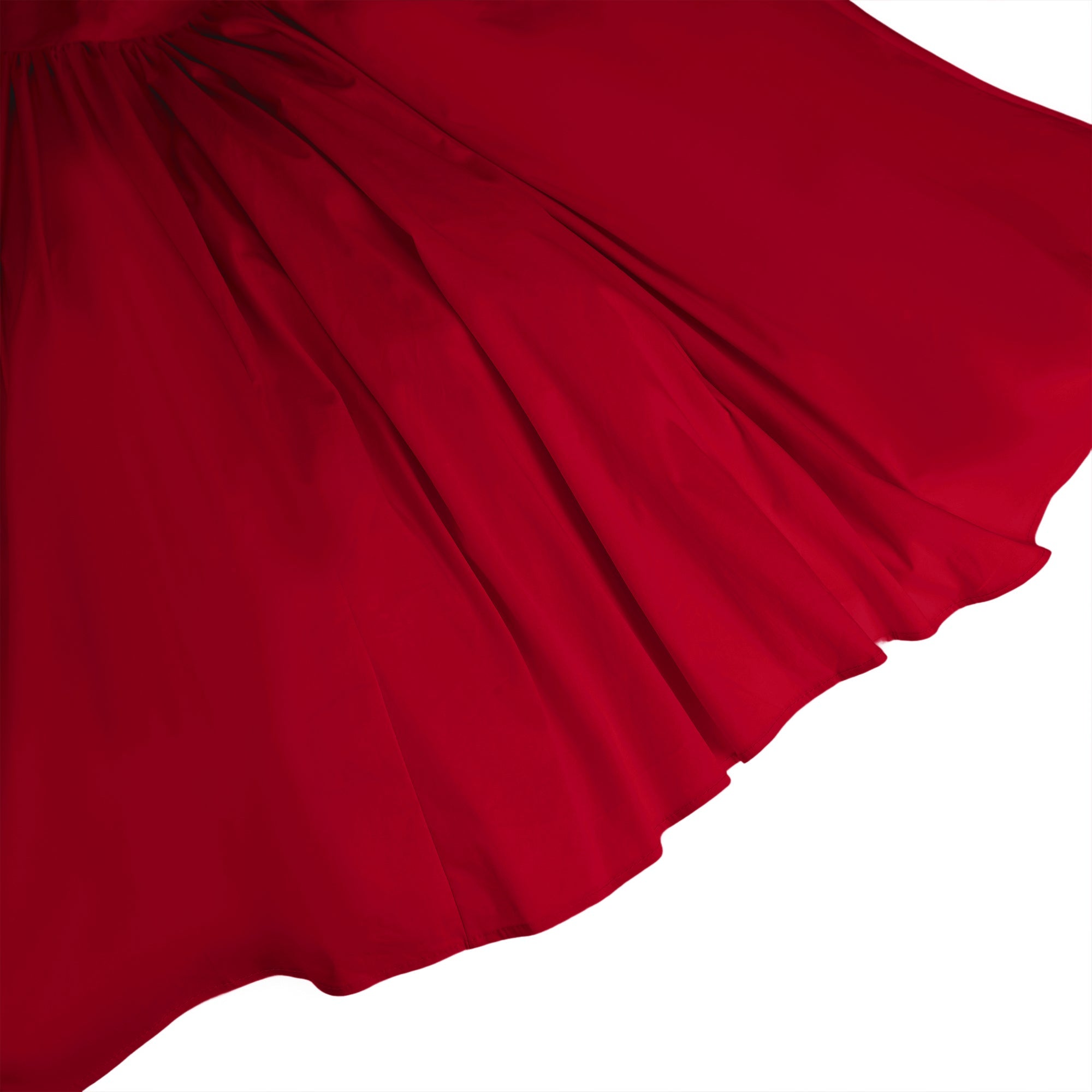 Robe midi Eponine rouge à volants et ourlet évasé