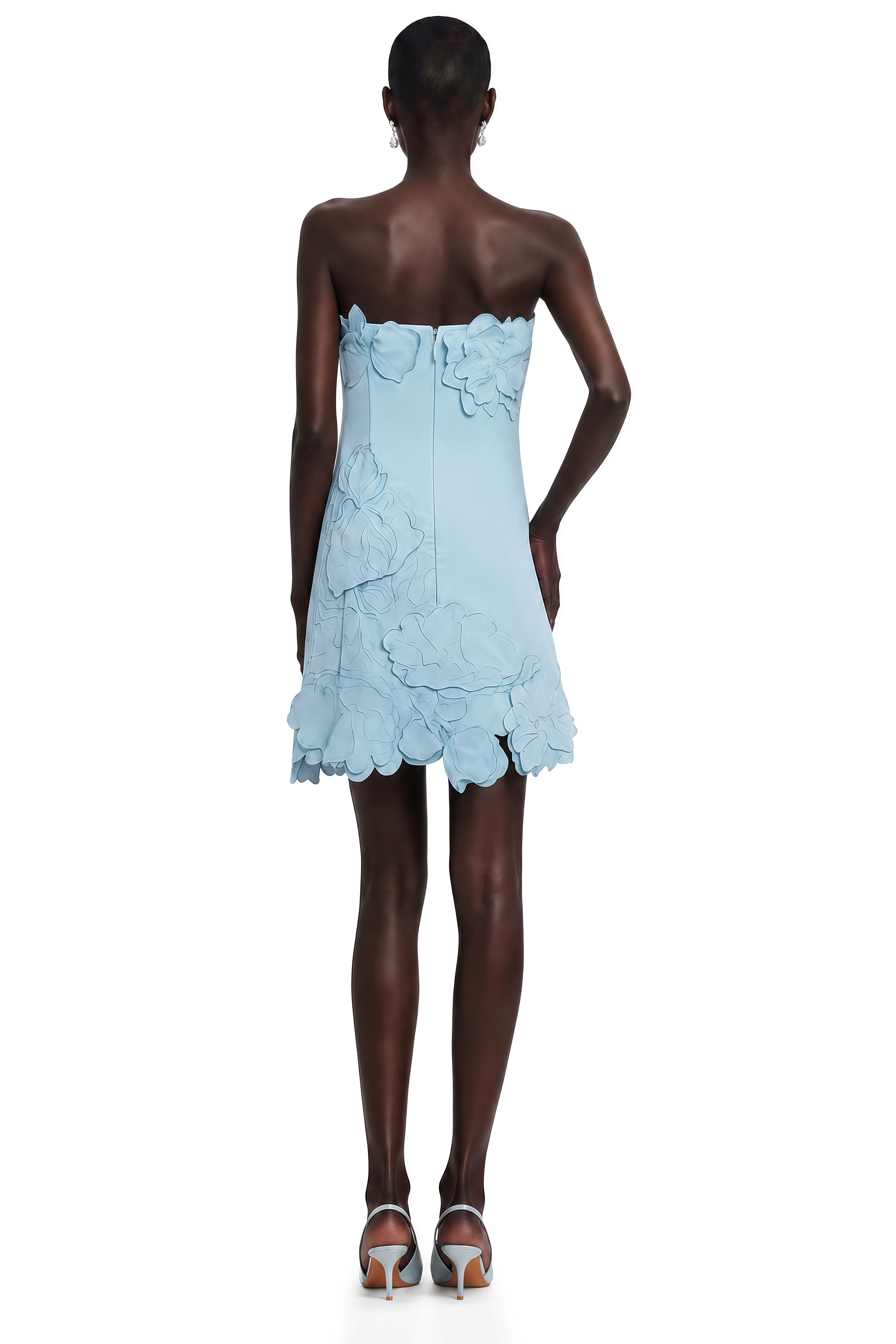 Inga Blue Strapless Floral Embroidered Mini Dress (Final Sale-US Only)