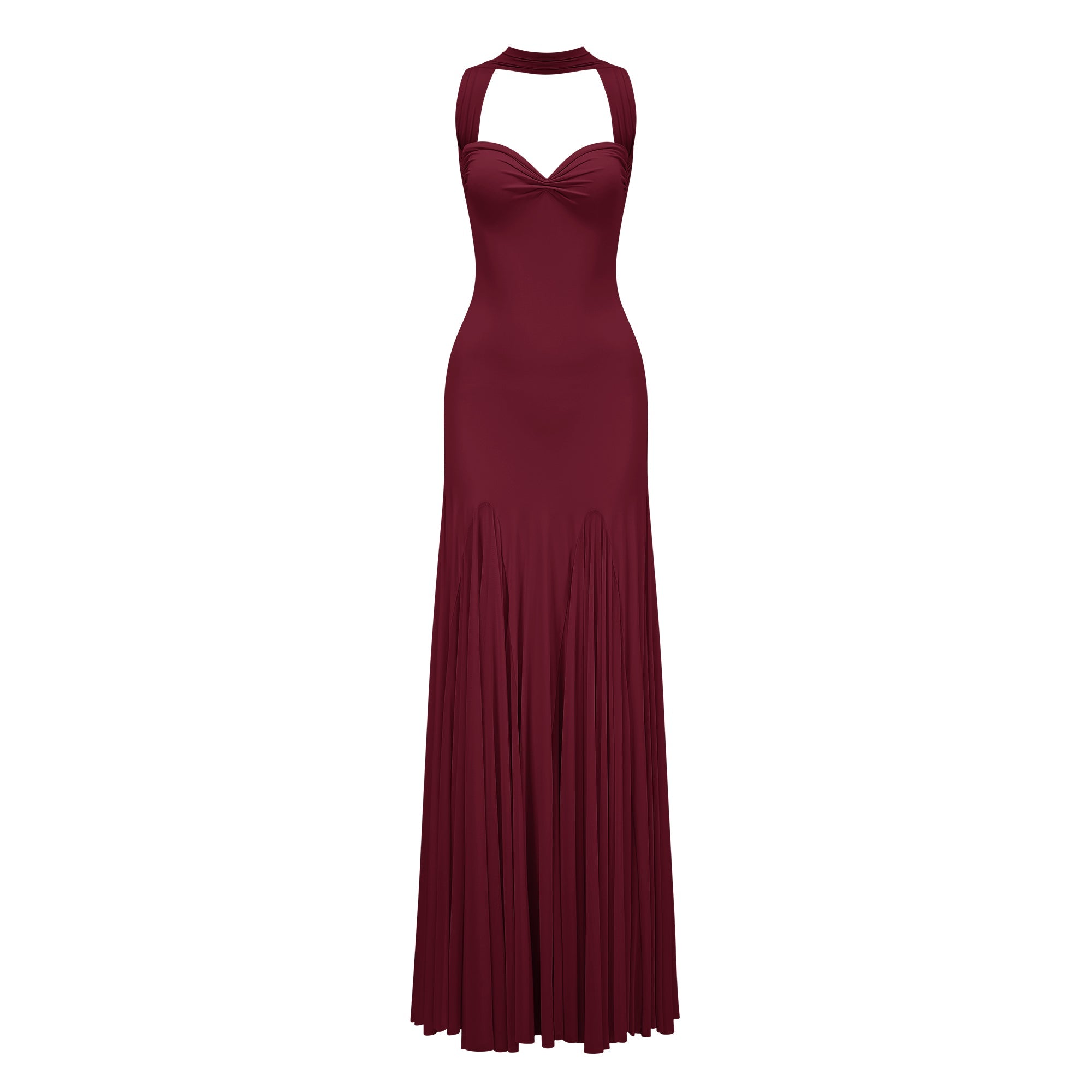 Red Sweetheart Neck Maxi Dress