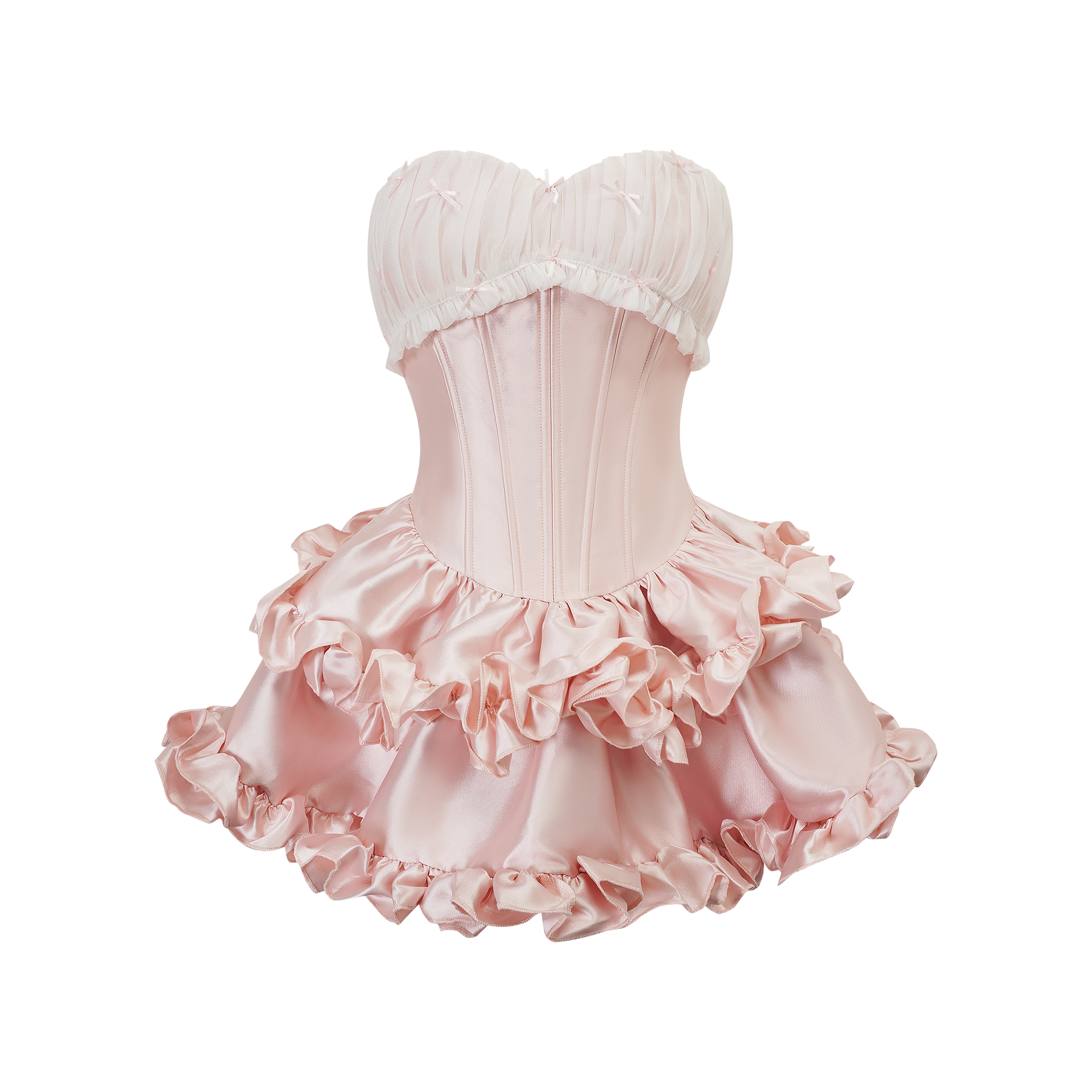 Laurine Pink Ruffled Satin Mini Dress (Final Sale-US Only)